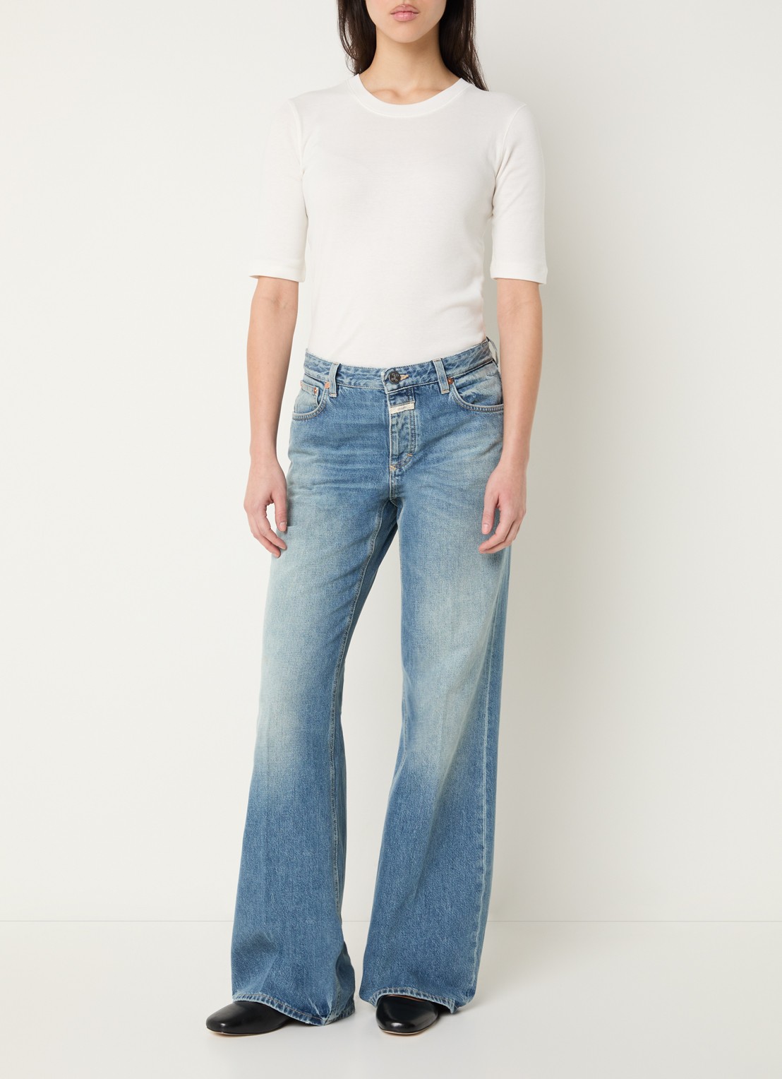CLOSED Gillan mid waist loose fit jeans met lichte wassing - voorkant 5 indigo