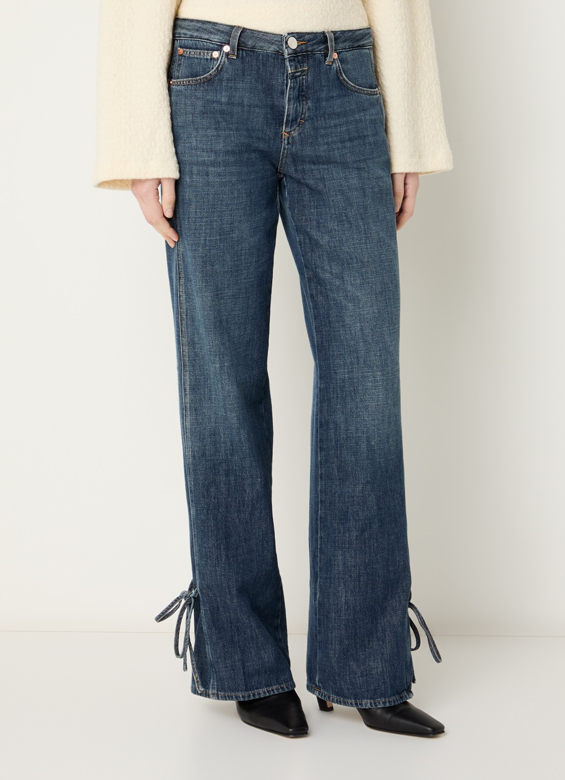 CLOSED Gillan mid waist straight leg jeans met donkere wassing - detail 2 indigo