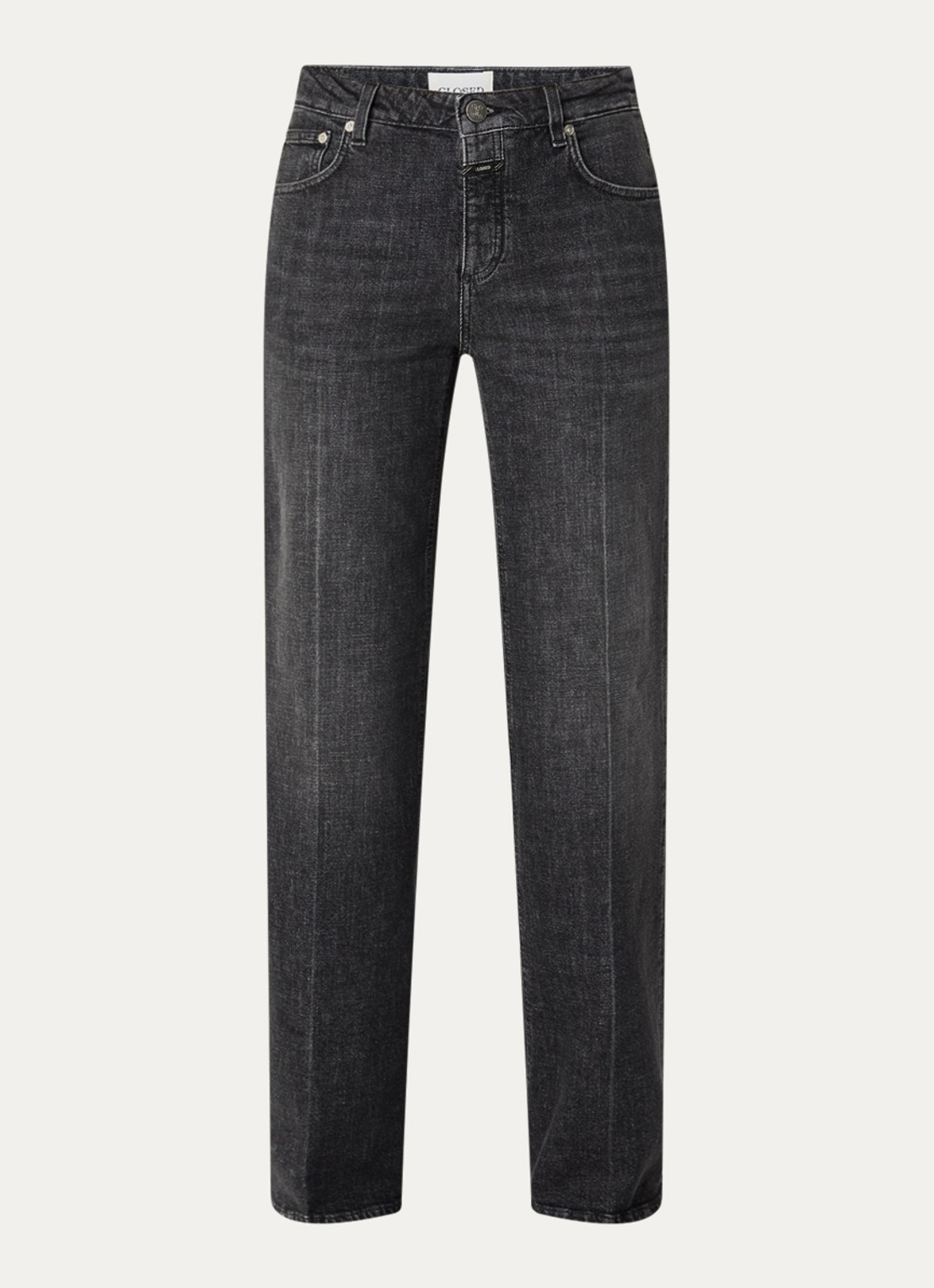 CLOSED Gillan mid waist straight leg jeans met gekleurde wassing - voorkant donkergrijs
