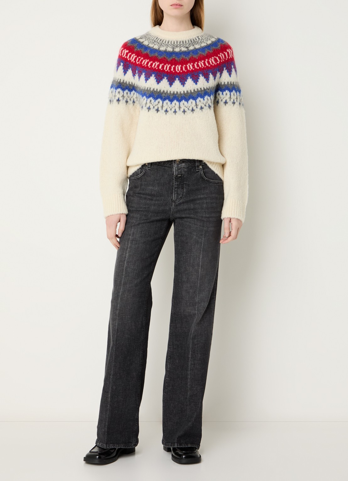 CLOSED Gillan mid waist straight leg jeans met gekleurde wassing - voorkant 2 donkergrijs