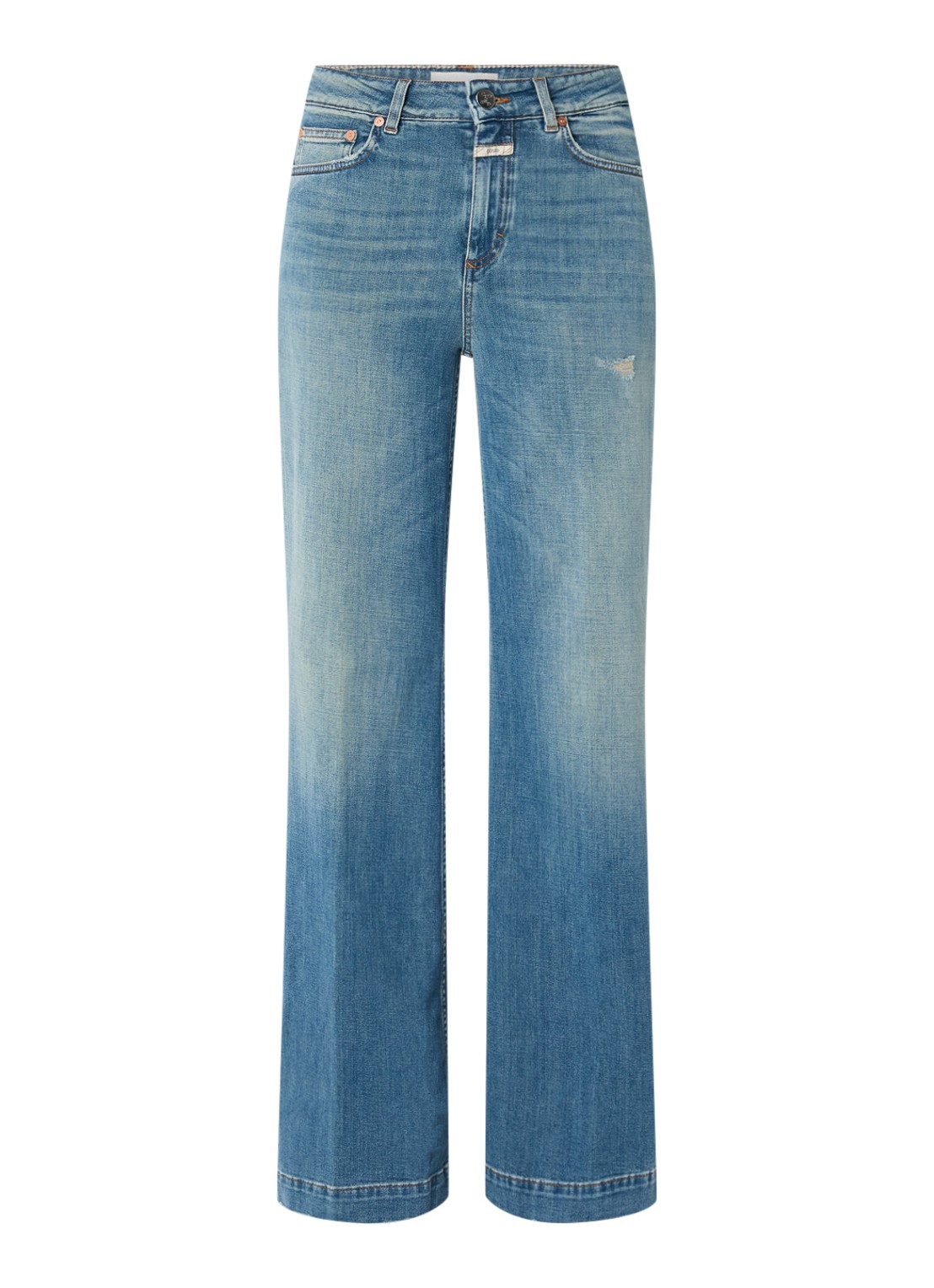 CLOSED Glow Up high waist flared jeans met lichte wassing - voorkant 4 indigo