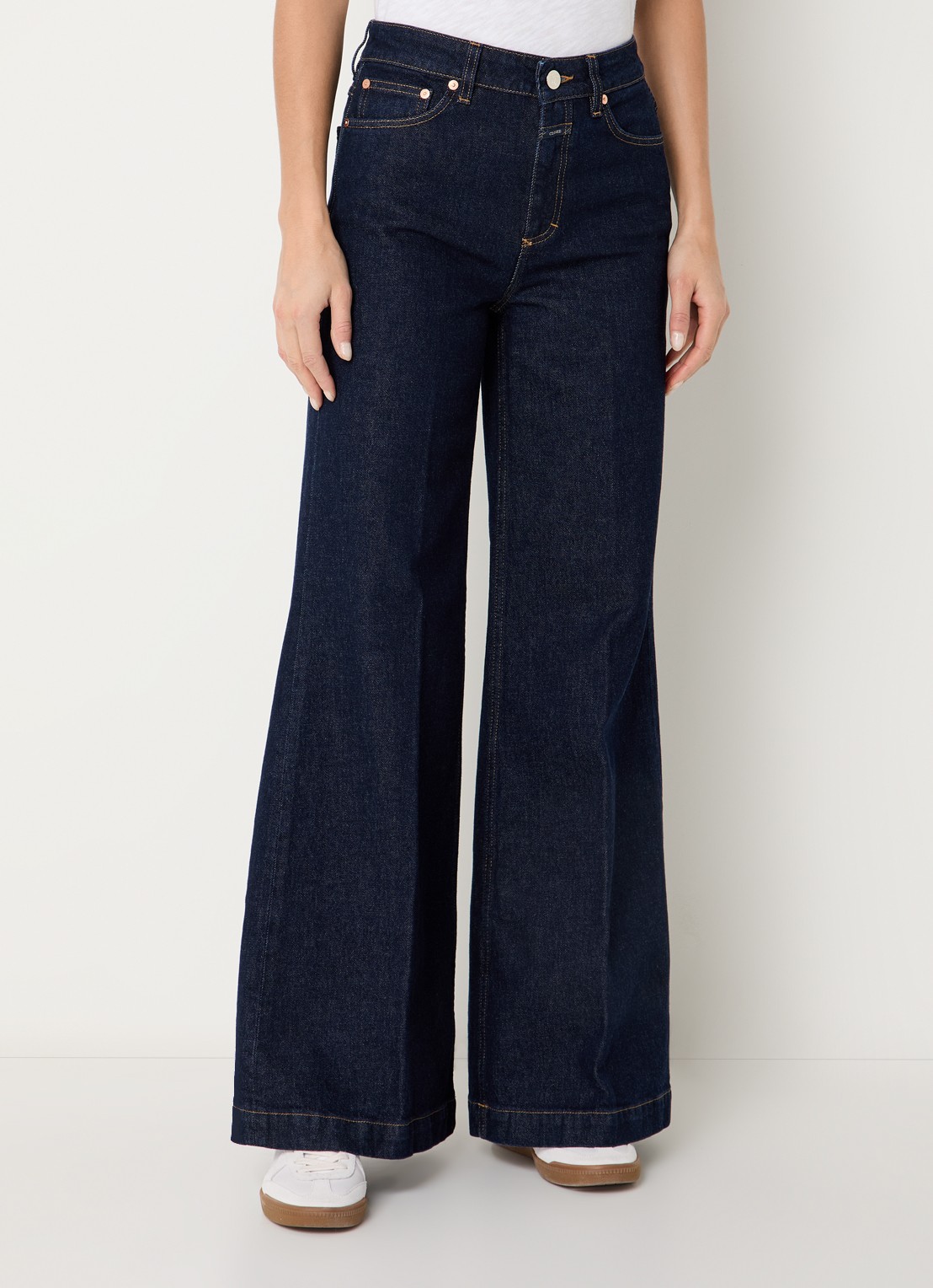 CLOSED Glow Up high waist wide leg jeans met donkere wassing - detail 3 indigo