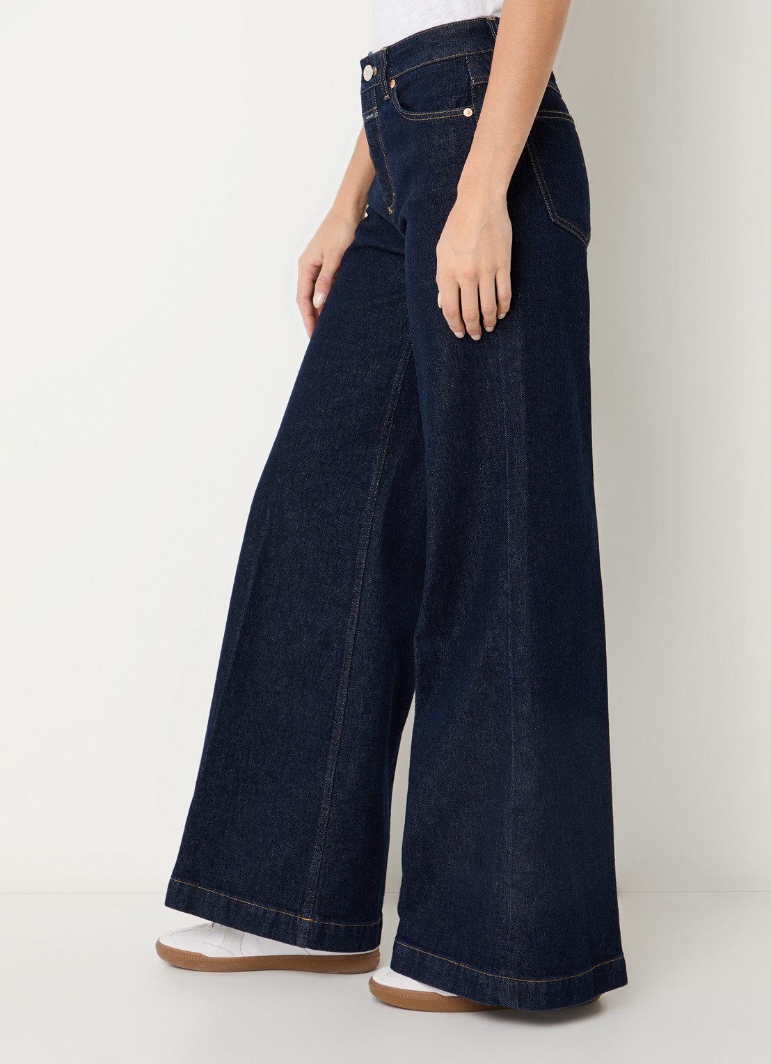CLOSED Glow Up high waist wide leg jeans met donkere wassing - detail 4 indigo
