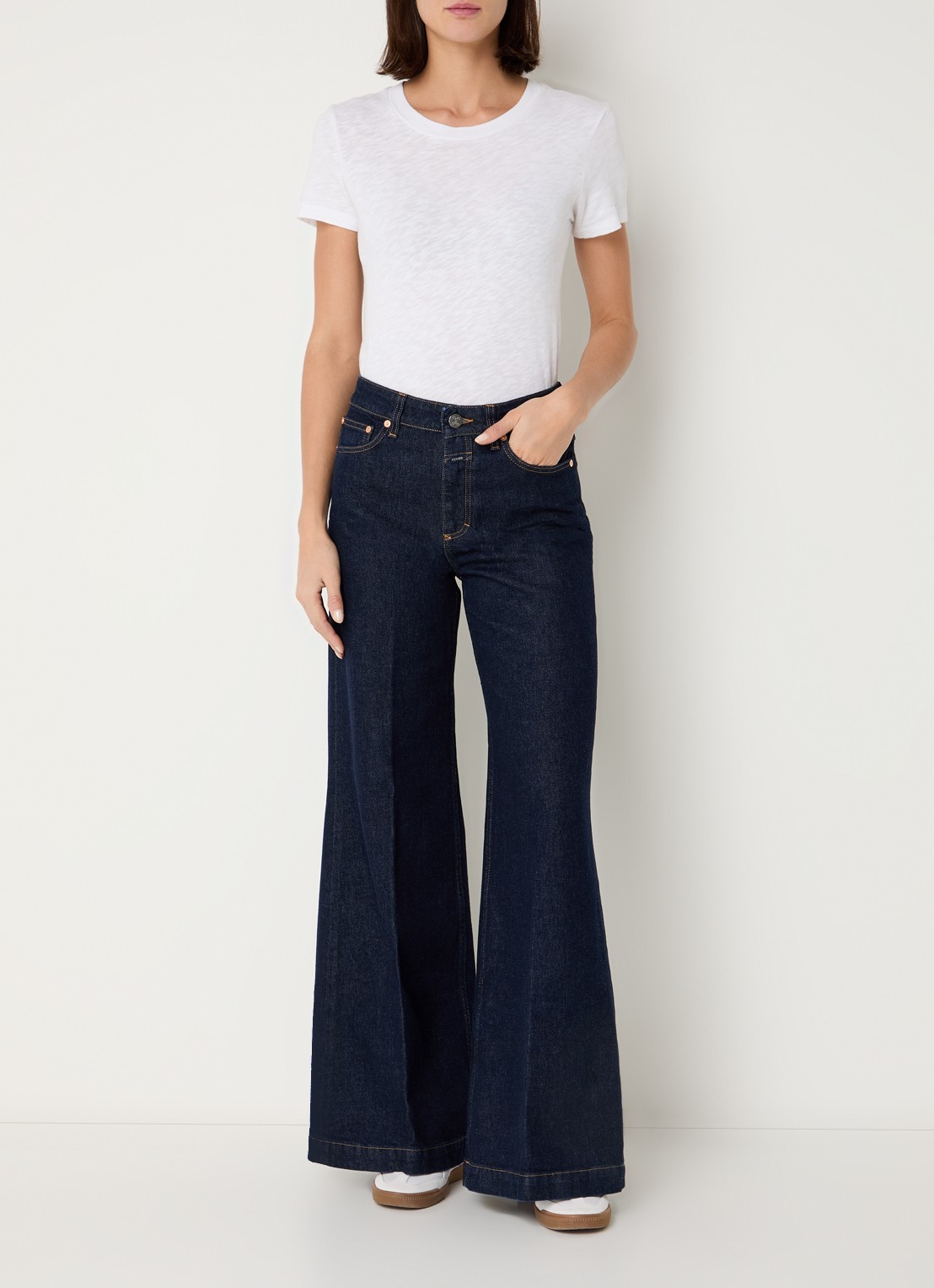 CLOSED Glow Up high waist wide leg jeans met donkere wassing - voorkant 2 indigo