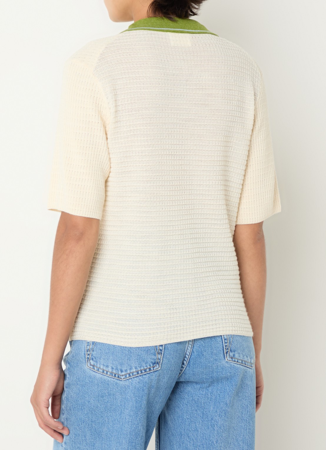 CLOSED Grofgebreid vest in wolblend met kraag  - achterkant creme