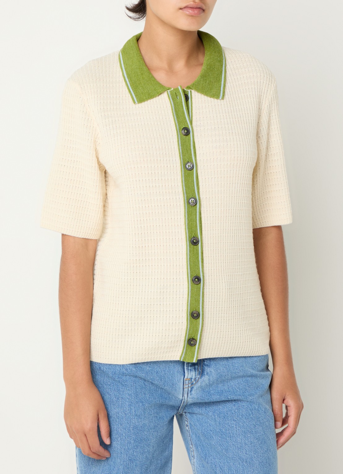 CLOSED Grofgebreid vest in wolblend met kraag  - detail 2 creme