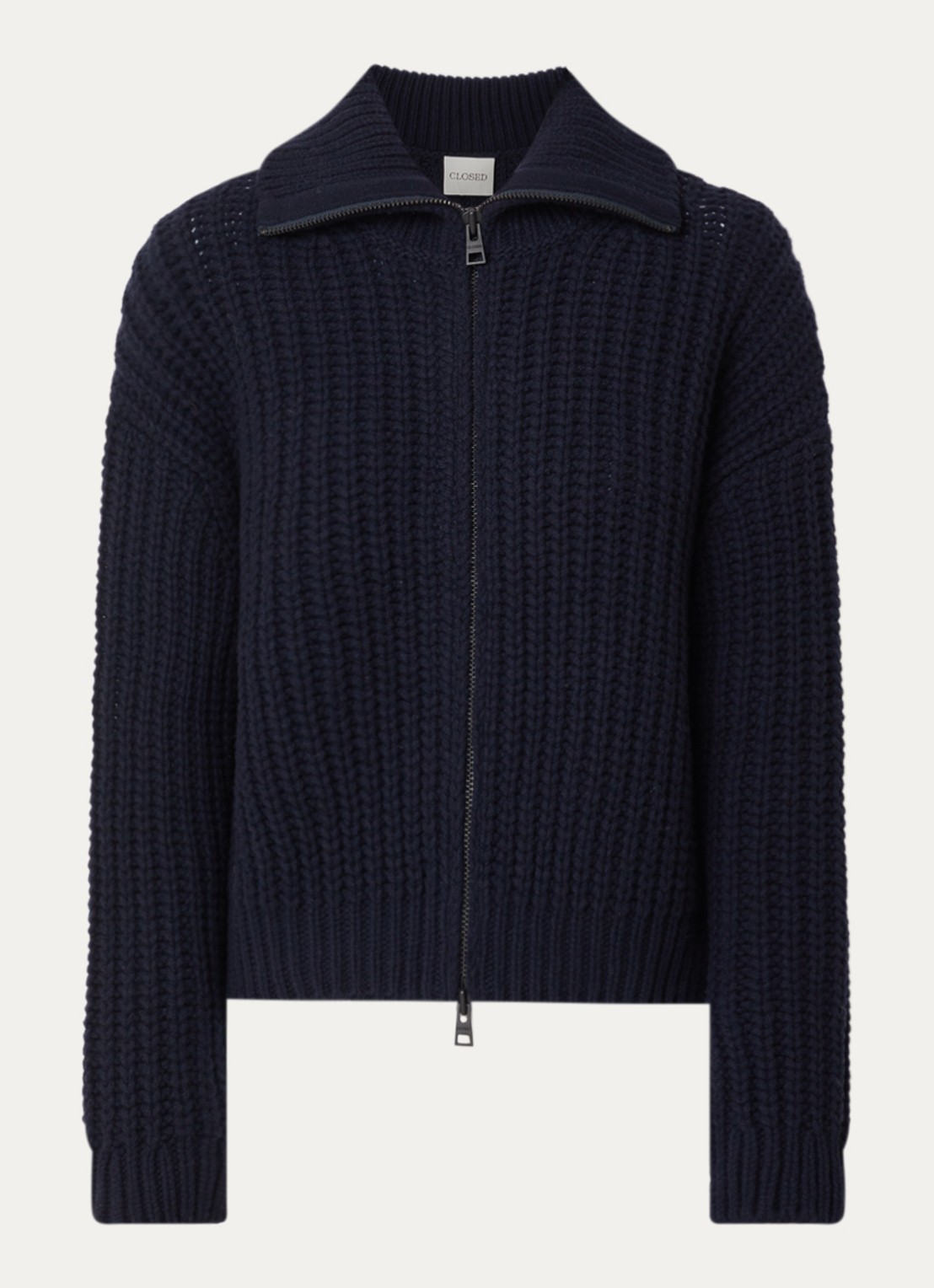 CLOSED Grofgebreid vest van wol - voorkant 3 donkerblauw