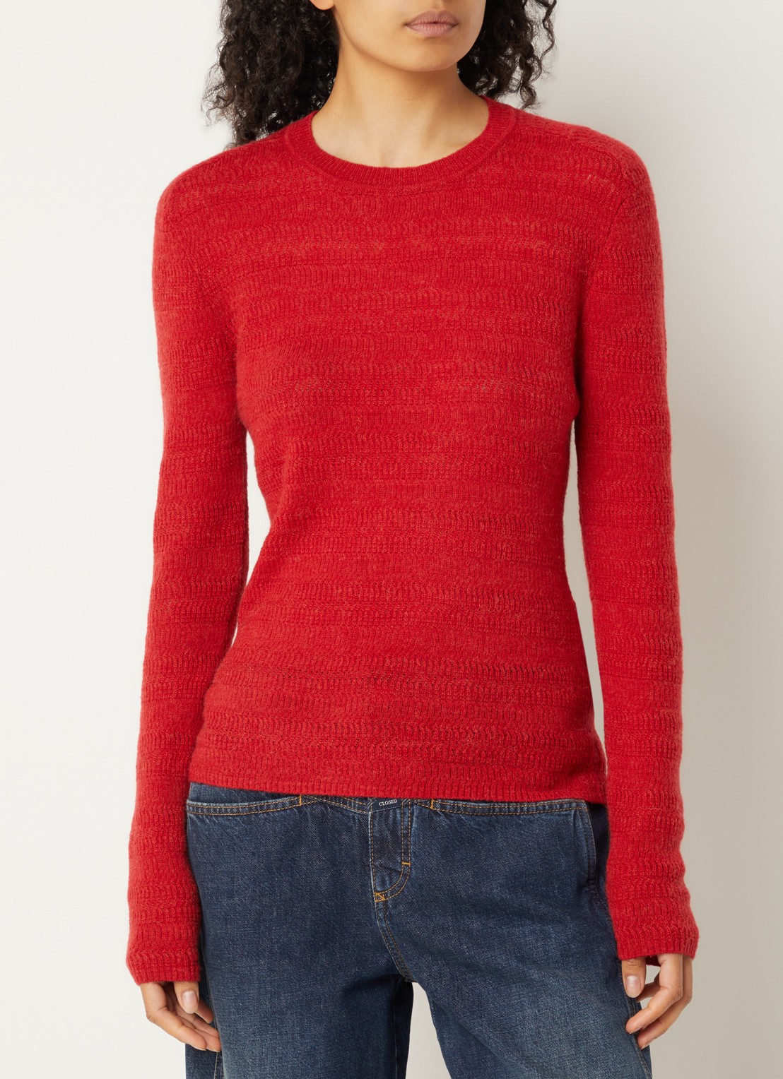 CLOSED Grofgebreide pullover in alpaca wolblend - detail 4 rood
