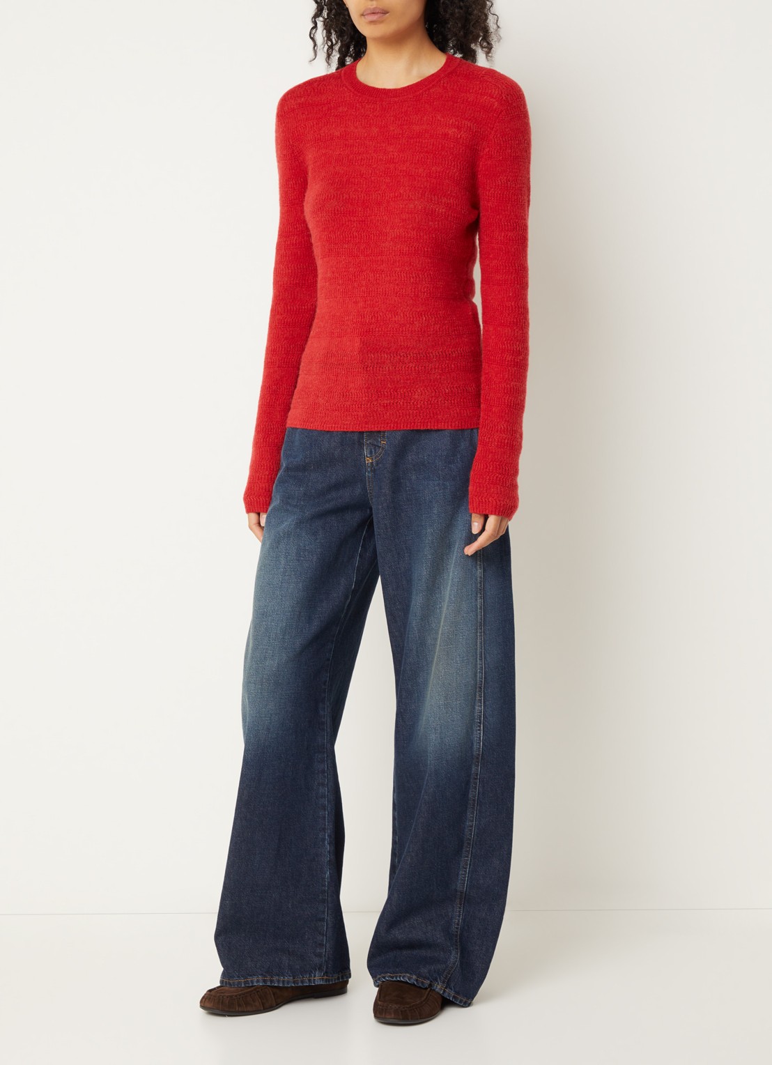 CLOSED Grofgebreide pullover in alpaca wolblend - voorkant 3 rood