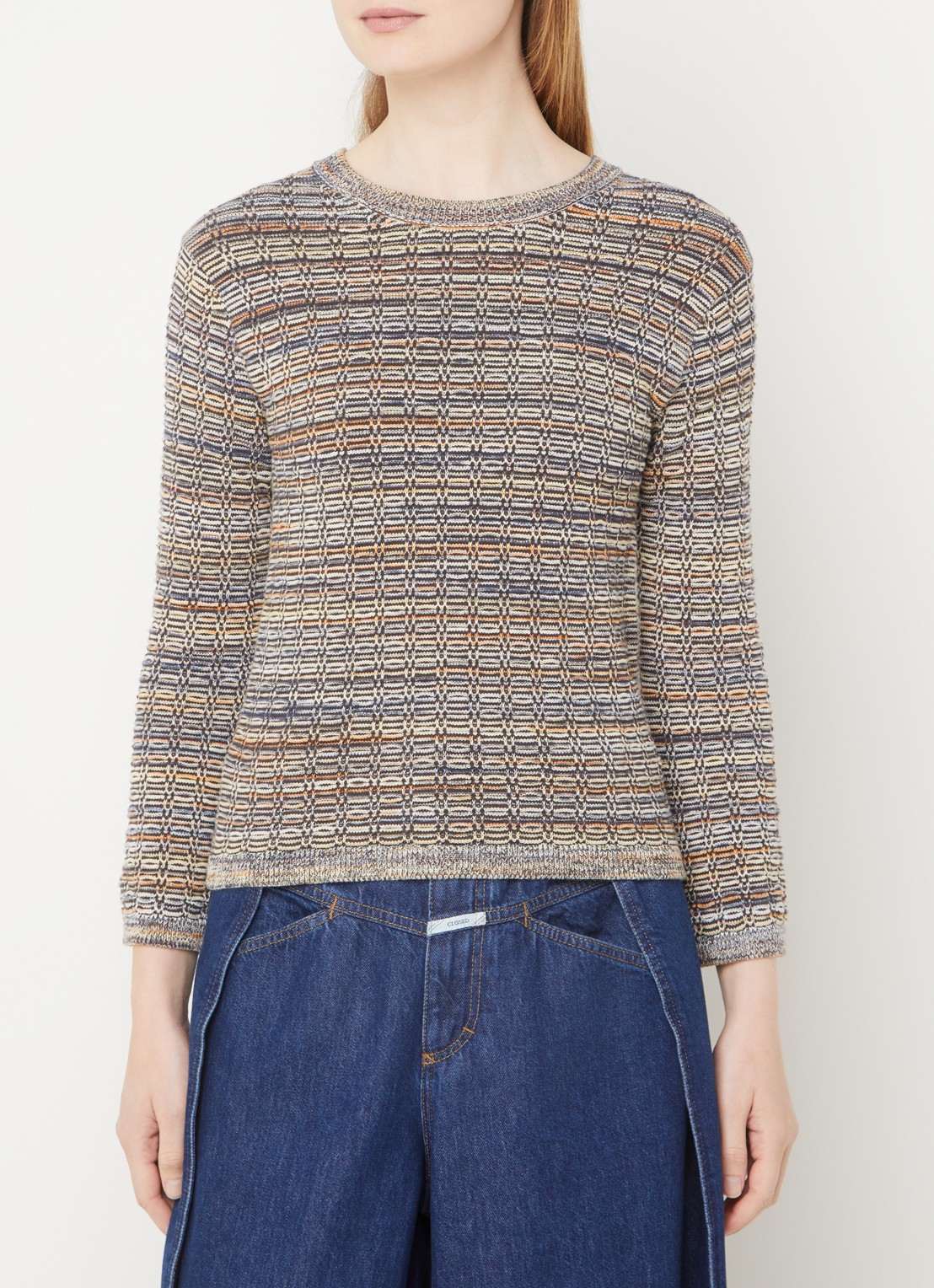 CLOSED Grofgebreide pullover met structuur - detail 4 donkergrijs