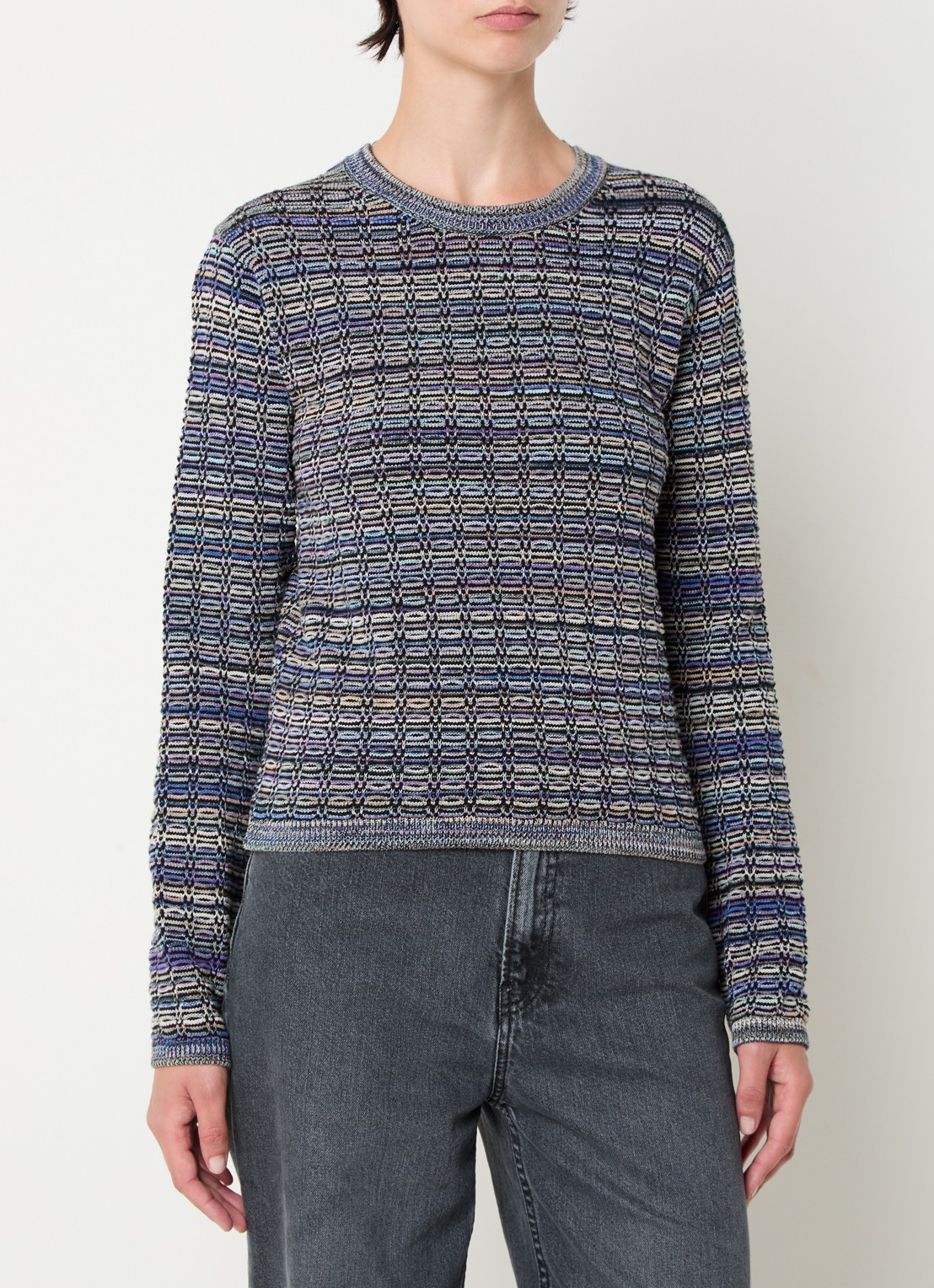 CLOSED Grofgebreide pullover met structuur - detail 4 zwart