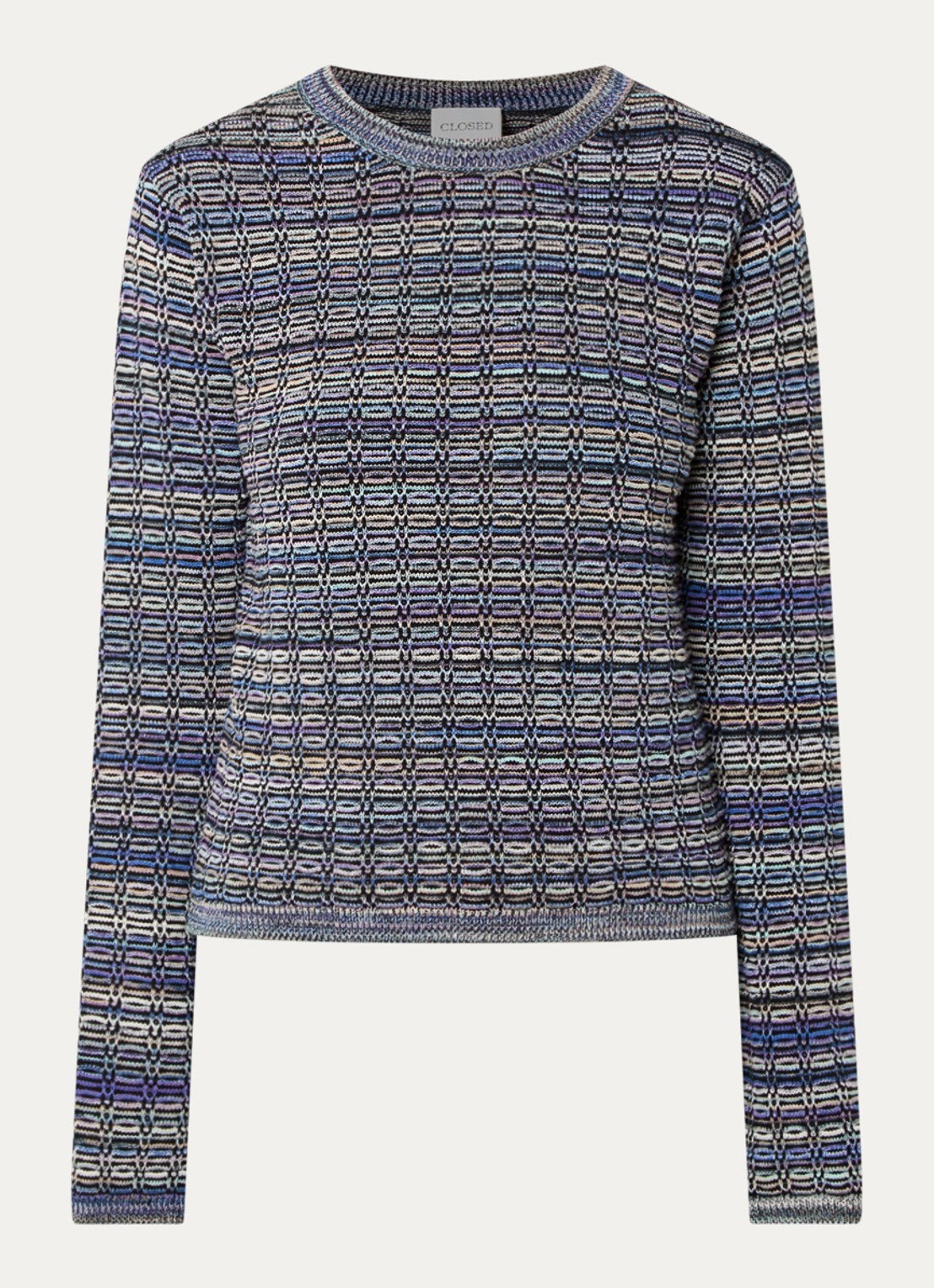 CLOSED Grofgebreide pullover met structuur - voorkant 2 zwart