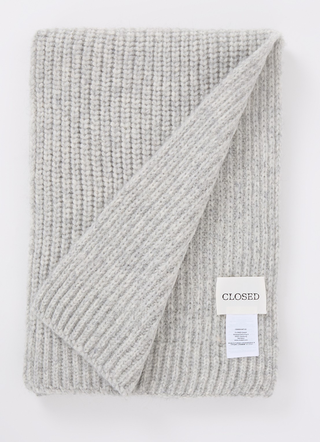 CLOSED Grofgebreide sjaal in alpaca wolblend 190 x 30 cm  - voorkant grijsmele