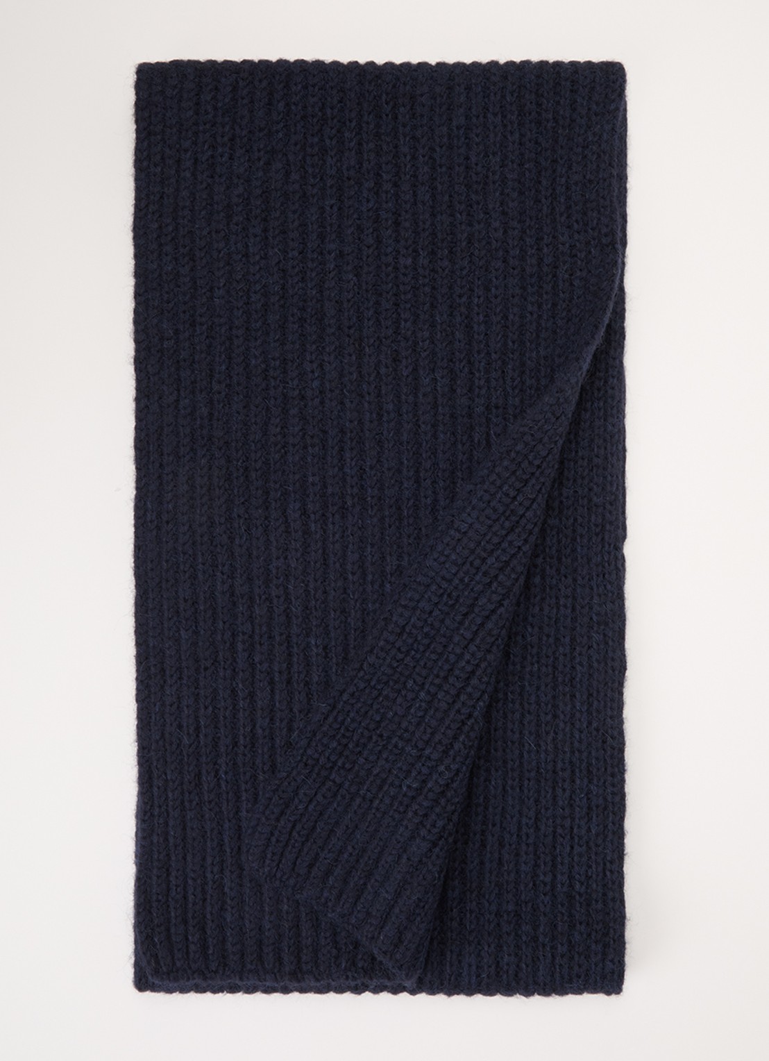CLOSED Grofgebreide sjaal in alpaca wolblend 190 x 30 cm  - voorkant 3 donkerblauw