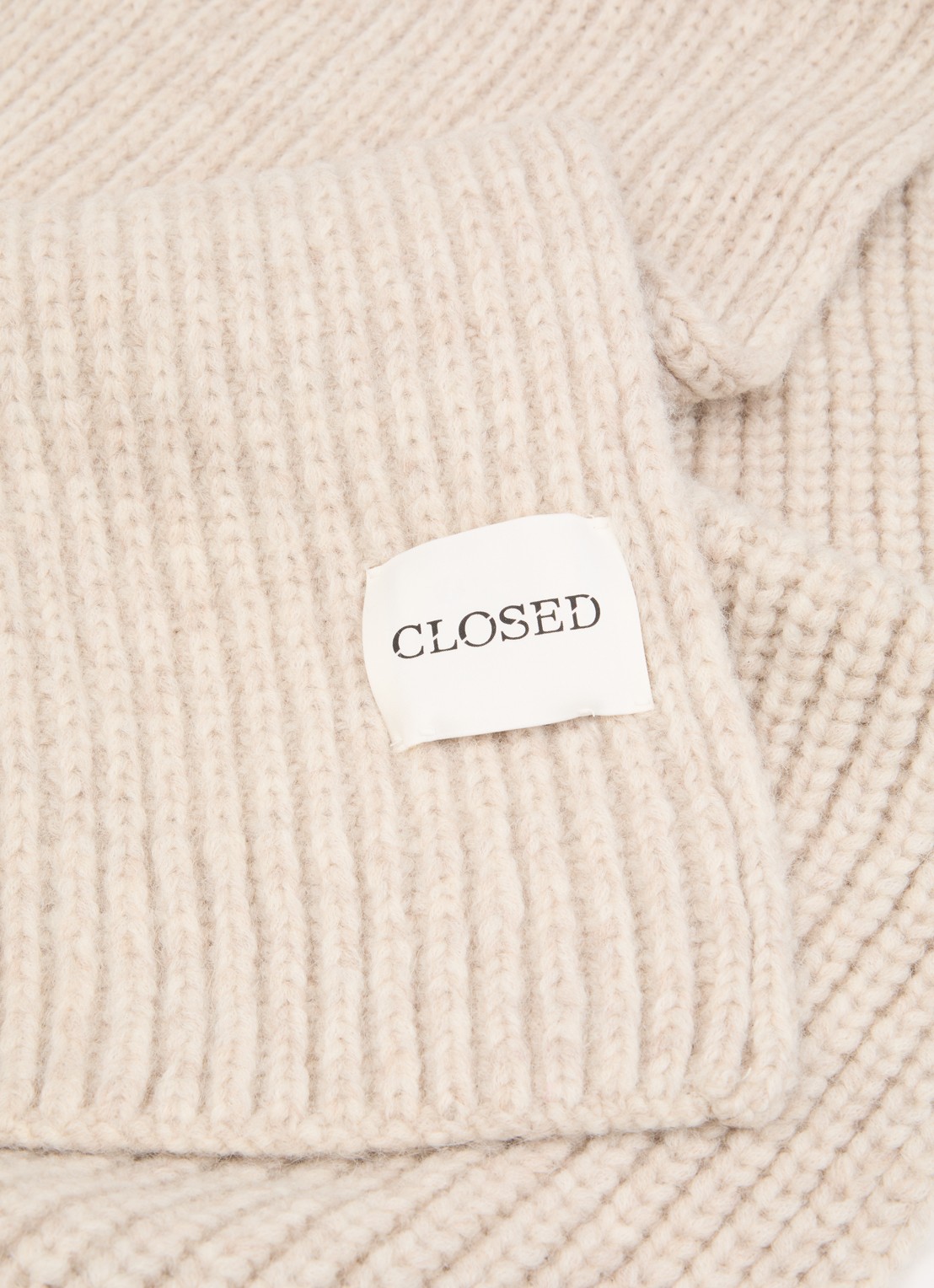 CLOSED Grofgebreide sjaal in alpaca wolblend 190 x 30 cm  - detail 3 beige