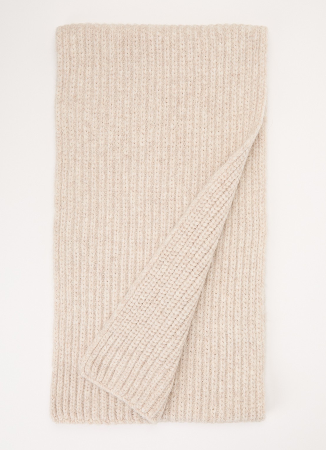 CLOSED Grofgebreide sjaal in alpaca wolblend 190 x 30 cm  - voorkant beige