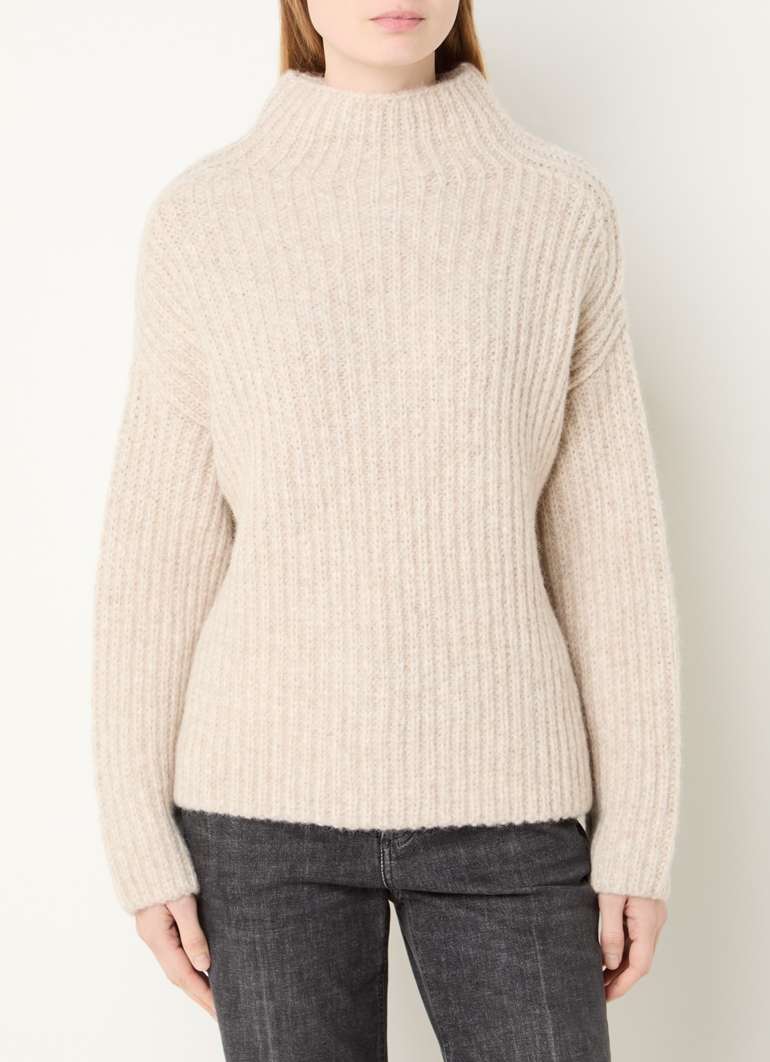 CLOSED Grofgebreide trui in alpaca wolblend met col - detail 2 beige