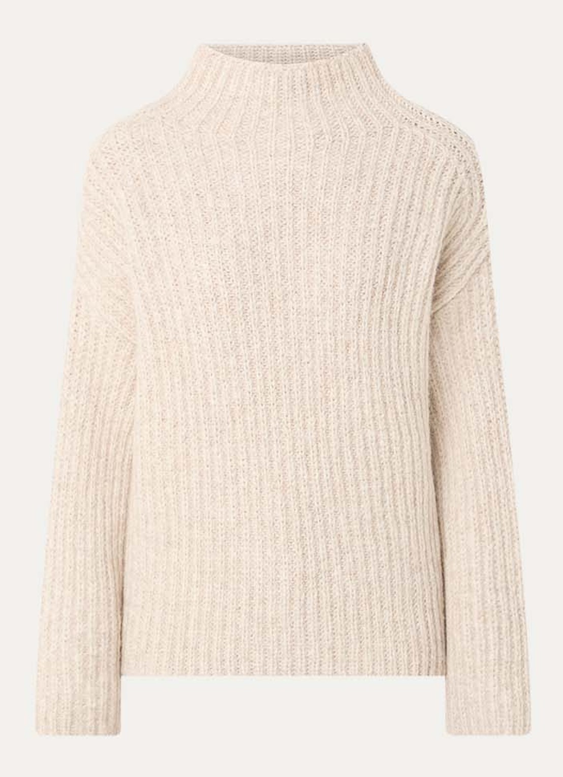 CLOSED Grofgebreide trui in alpaca wolblend met col - voorkant 3 beige
