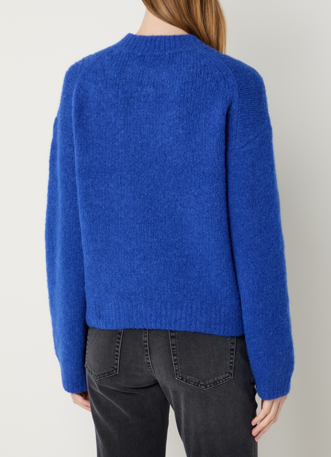 CLOSED Grofgebreide trui in alpaca wolblend met stretch - achterkant kobaltblauw