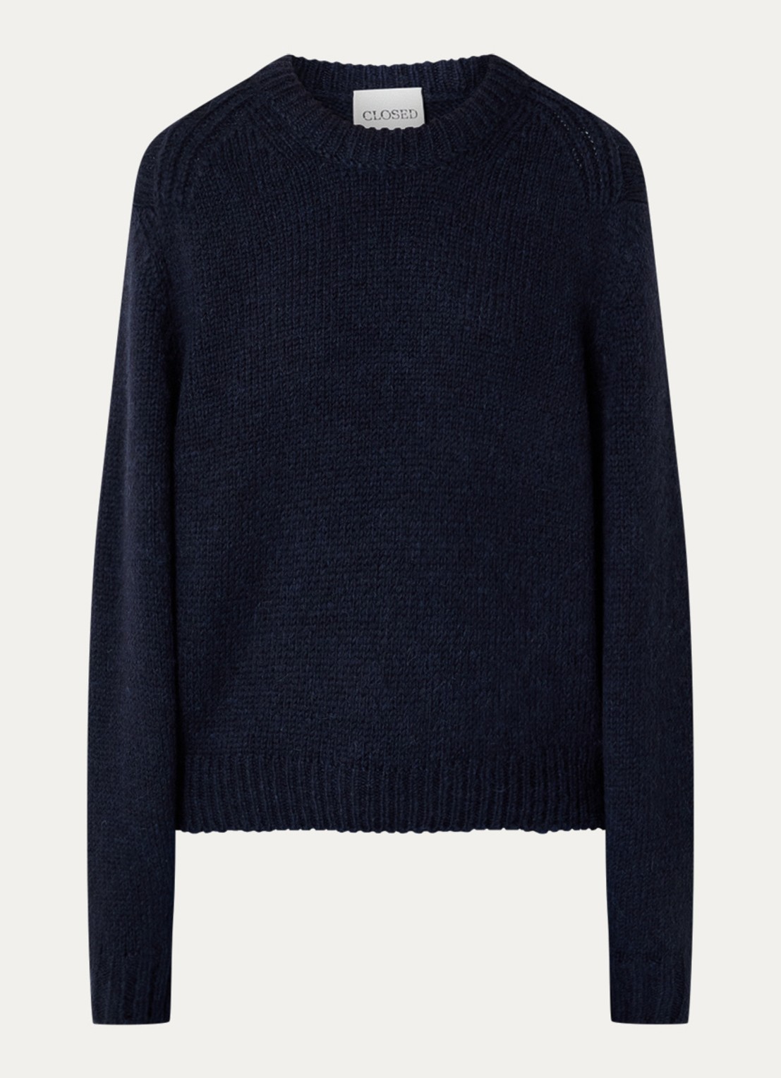 CLOSED Grofgebreide trui in alpaca wolblend  - voorkant donkerblauw