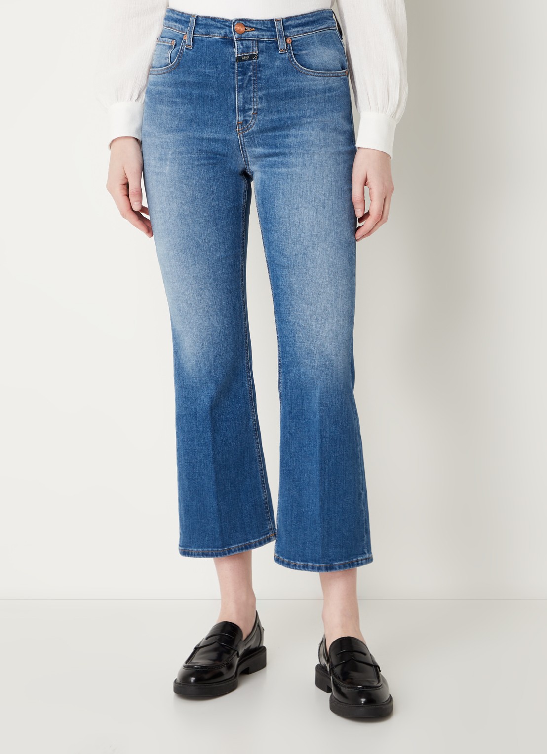 CLOSED Hi-Sun high waist flared cropped jeans met stretch  - detail indigo