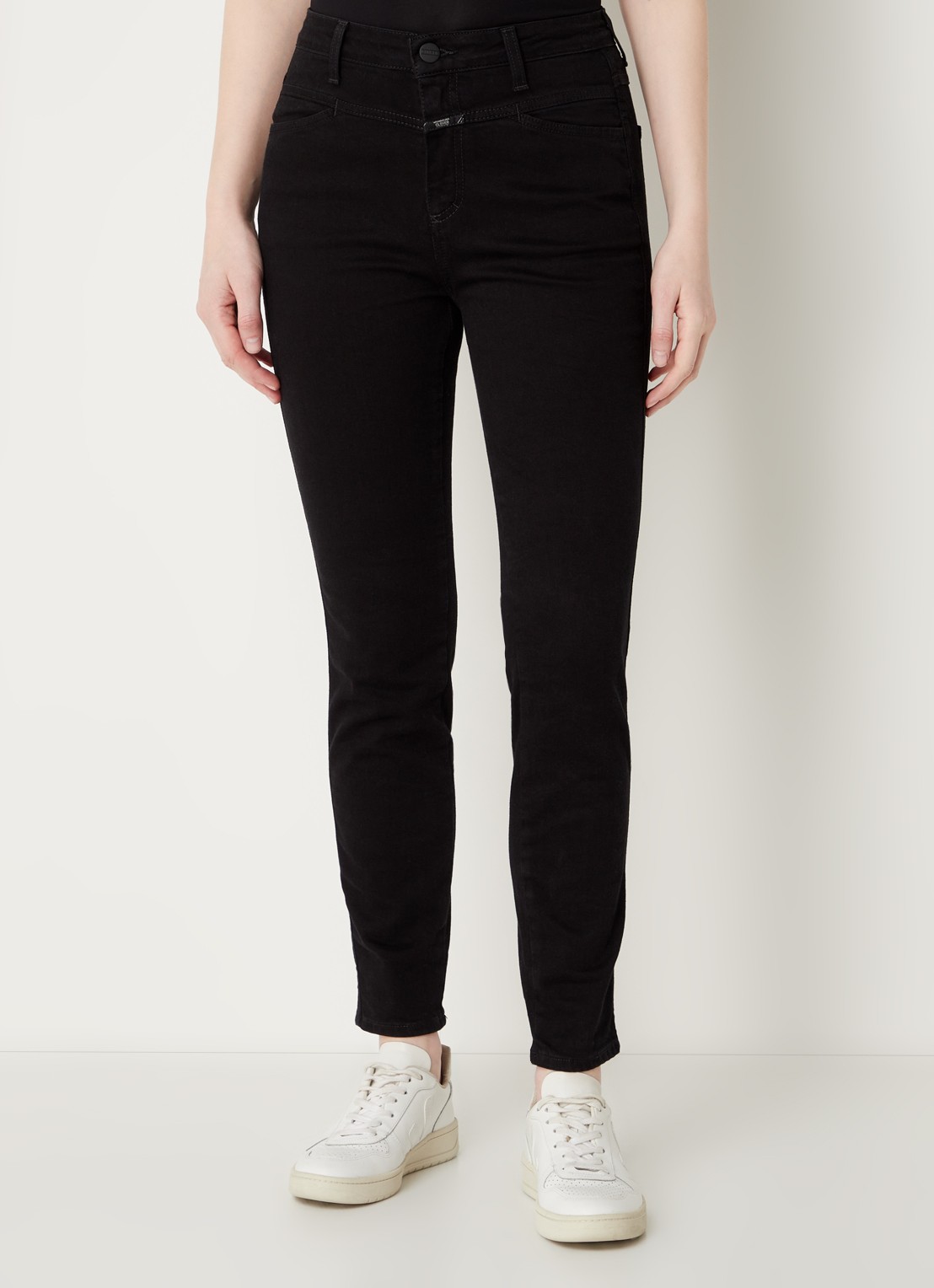 CLOSED High waist skinny jeans van  katoen - detail 2 zwart