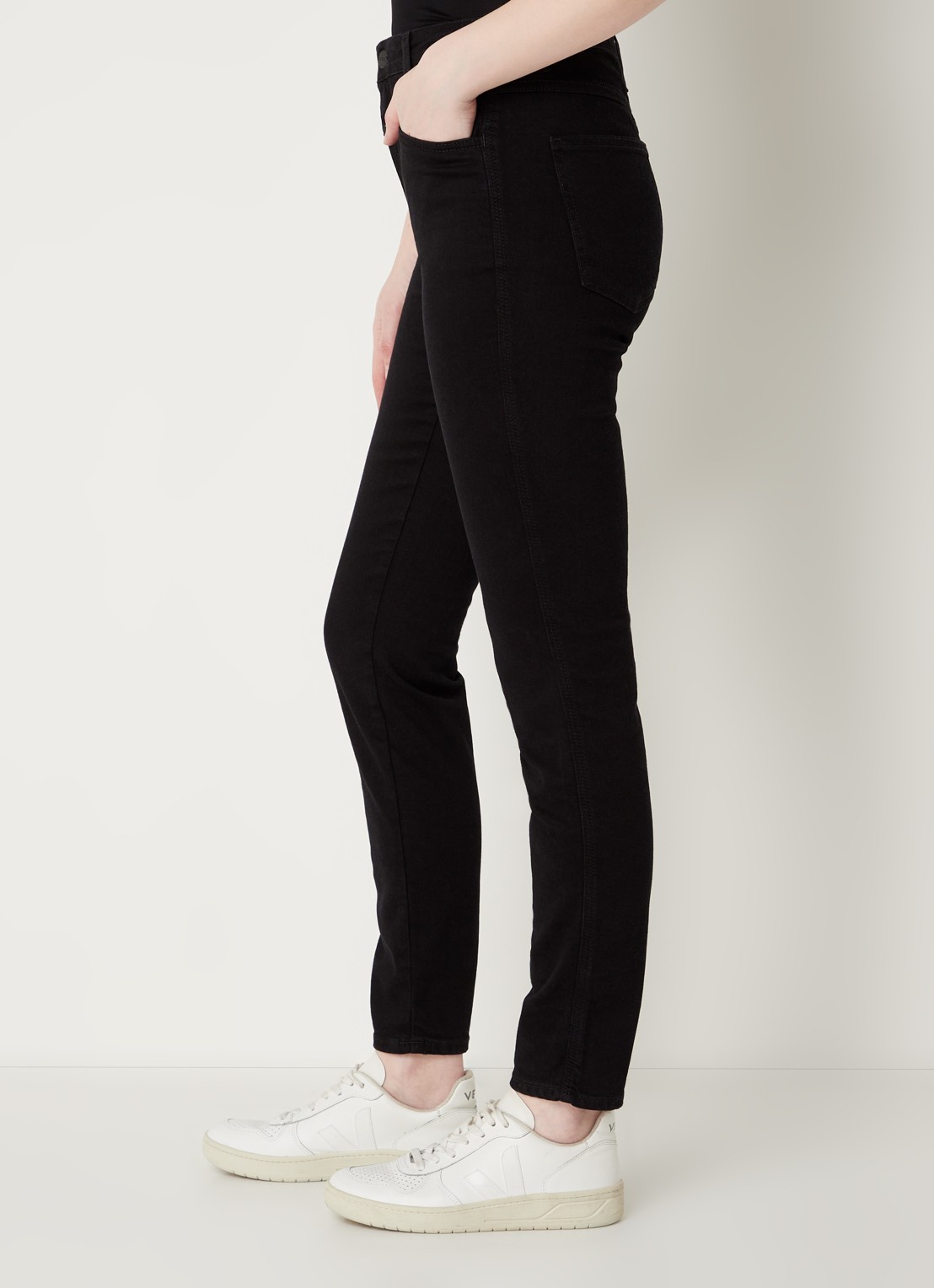CLOSED High waist skinny jeans van  katoen - detail 3 zwart