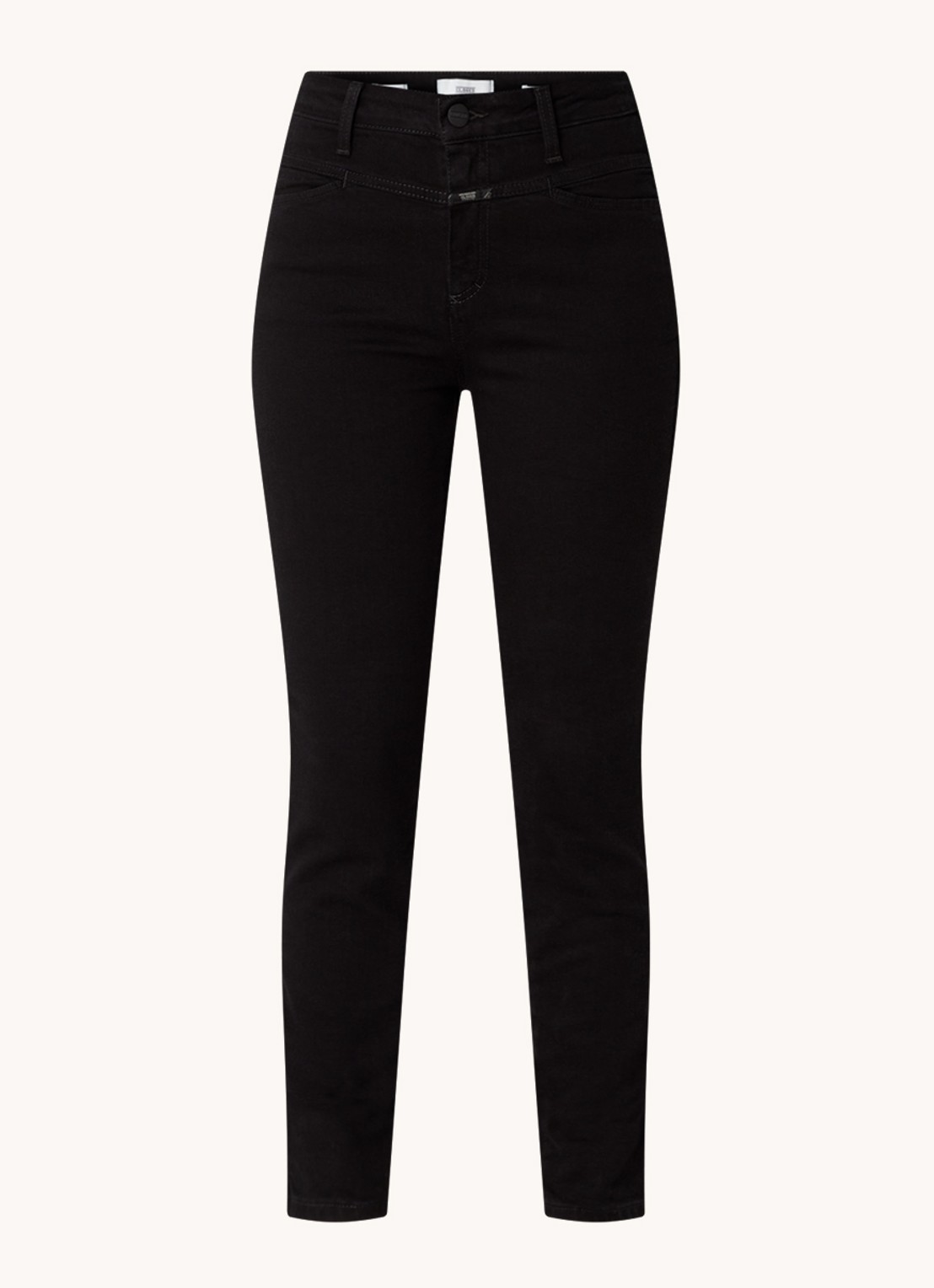 CLOSED High waist skinny jeans van  katoen - voorkant 4 zwart