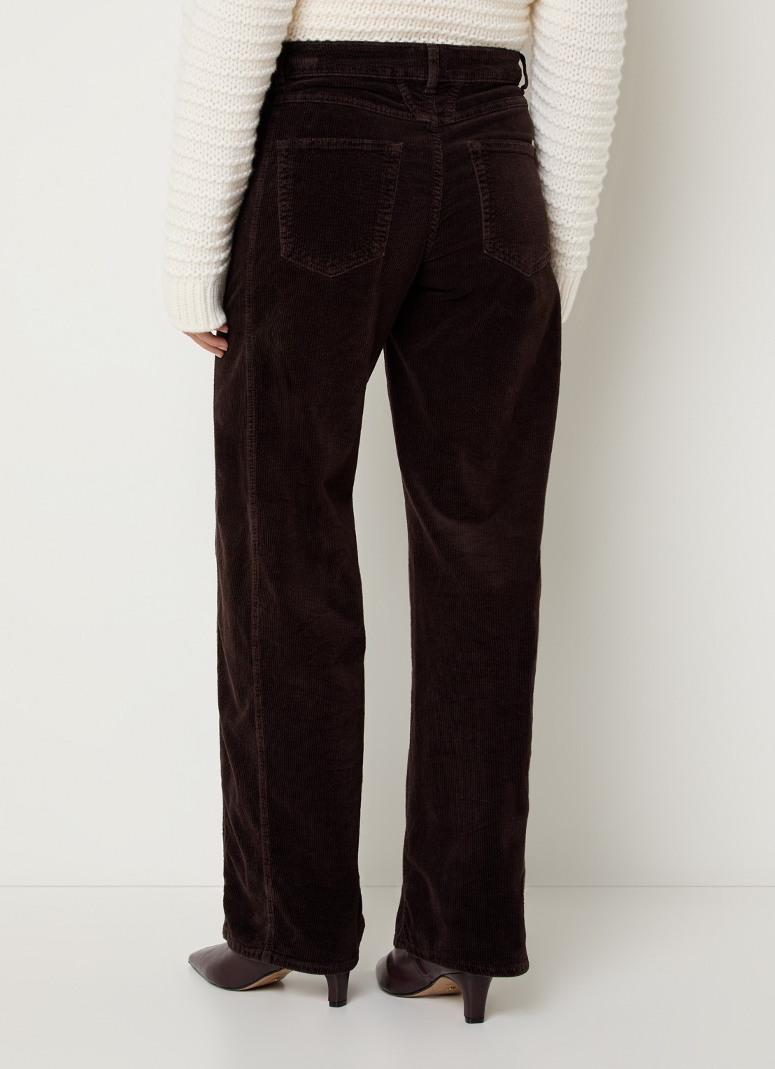 CLOSED High waist straight fit broek van corduroy met steekzakken - achterkant 2 aubergine