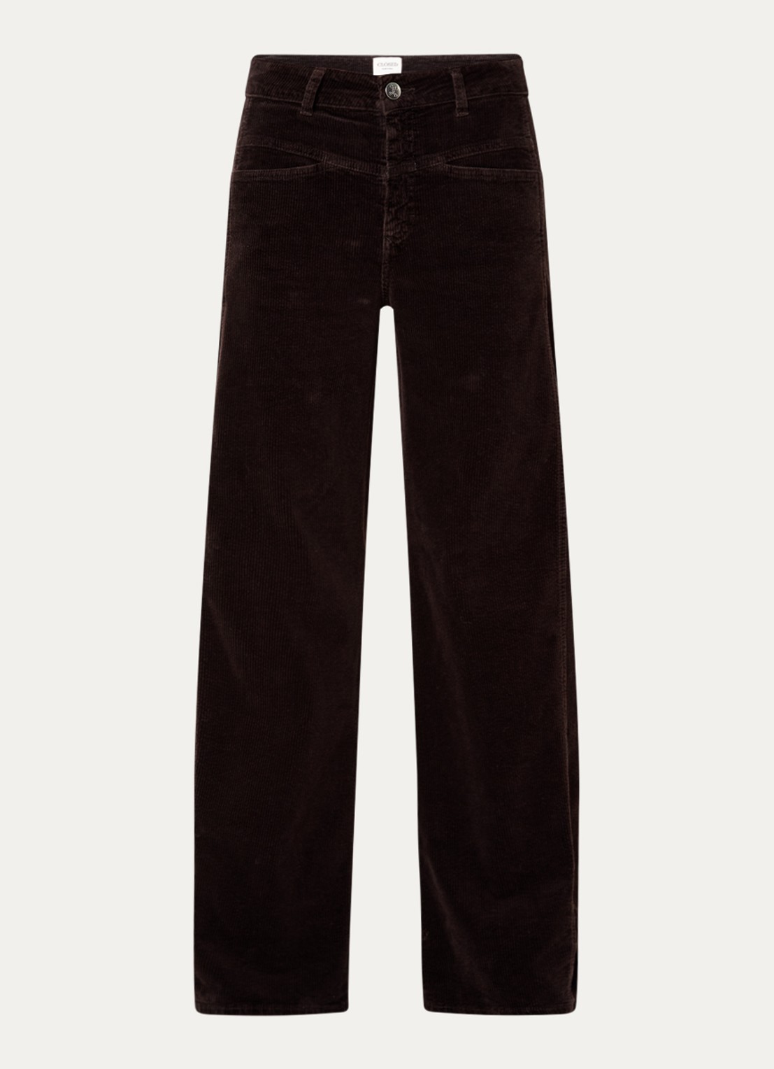 CLOSED High waist straight fit broek van corduroy met steekzakken - voorkant 3 aubergine