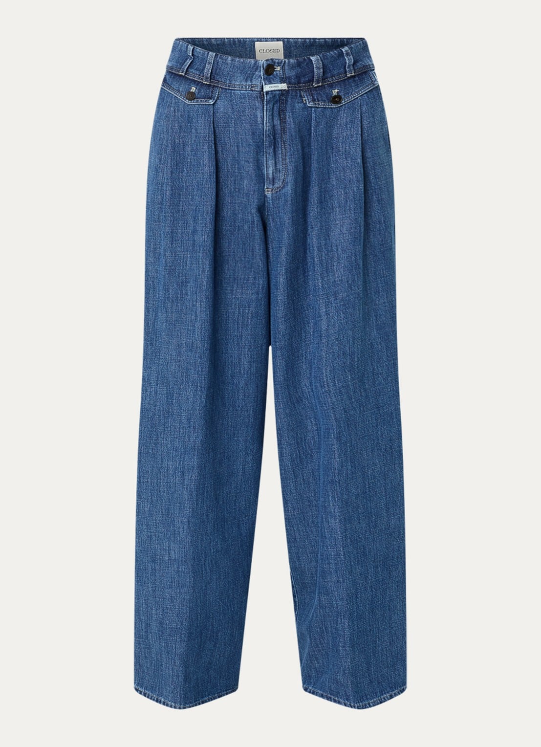 CLOSED High waist wide fit palazzobroek met medium wassing - voorkant indigo