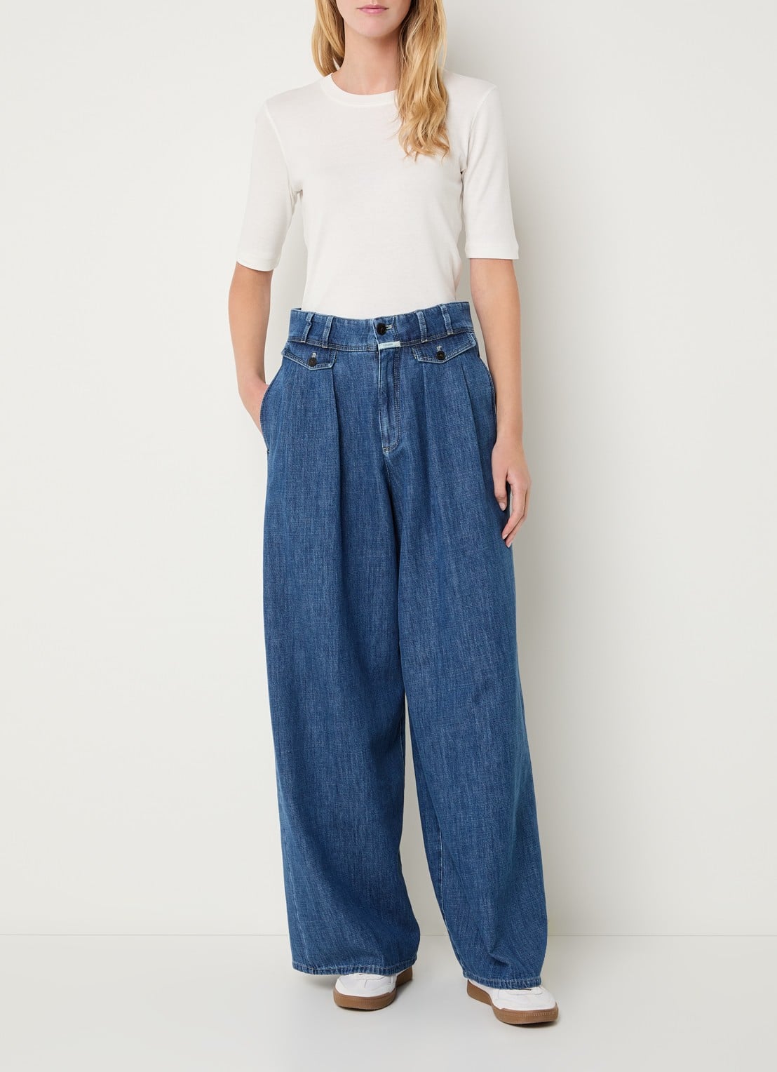 CLOSED High waist wide fit palazzobroek met medium wassing - voorkant 2 indigo