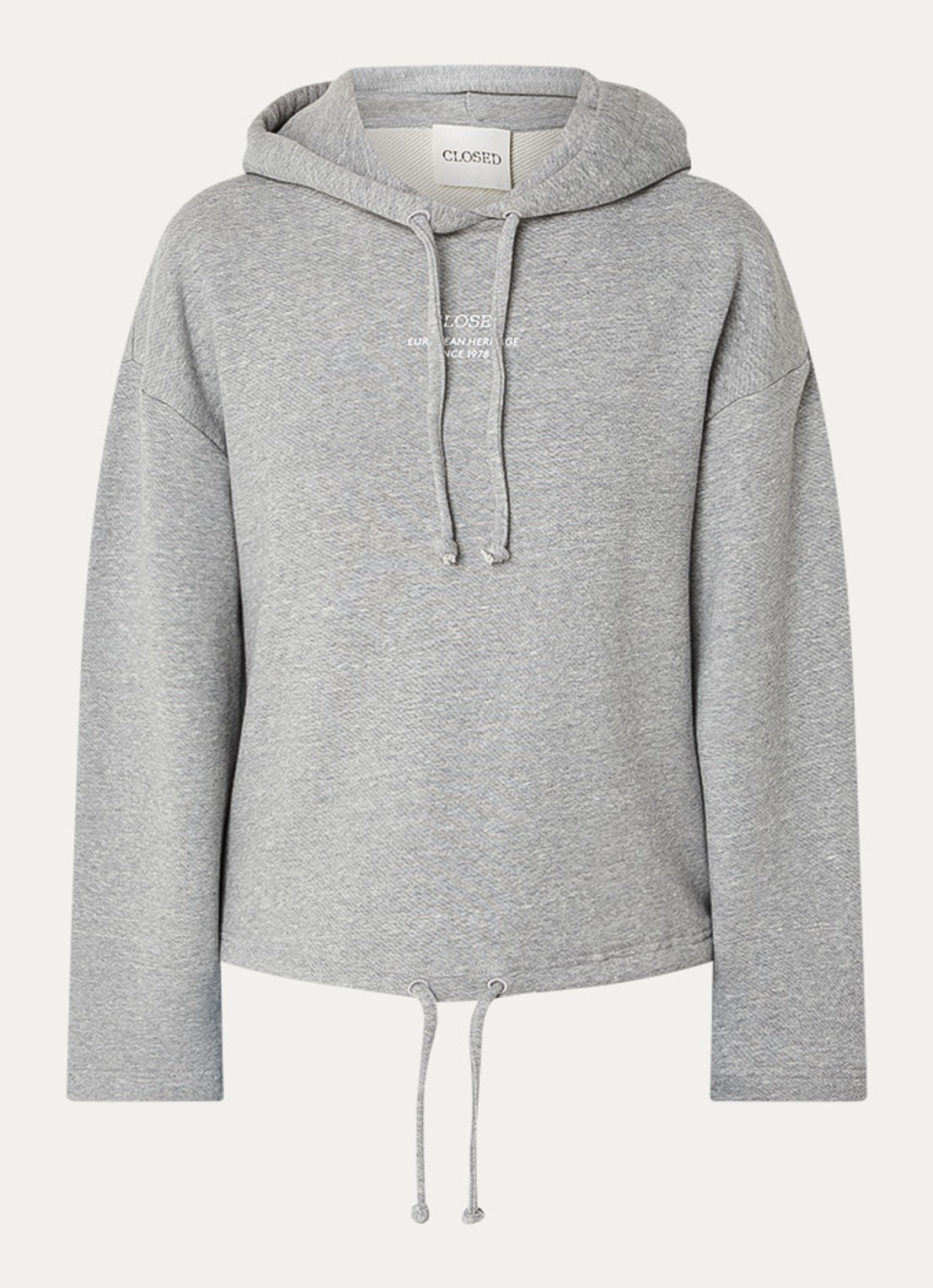 CLOSED Hoodie met logo - voorkant grijs