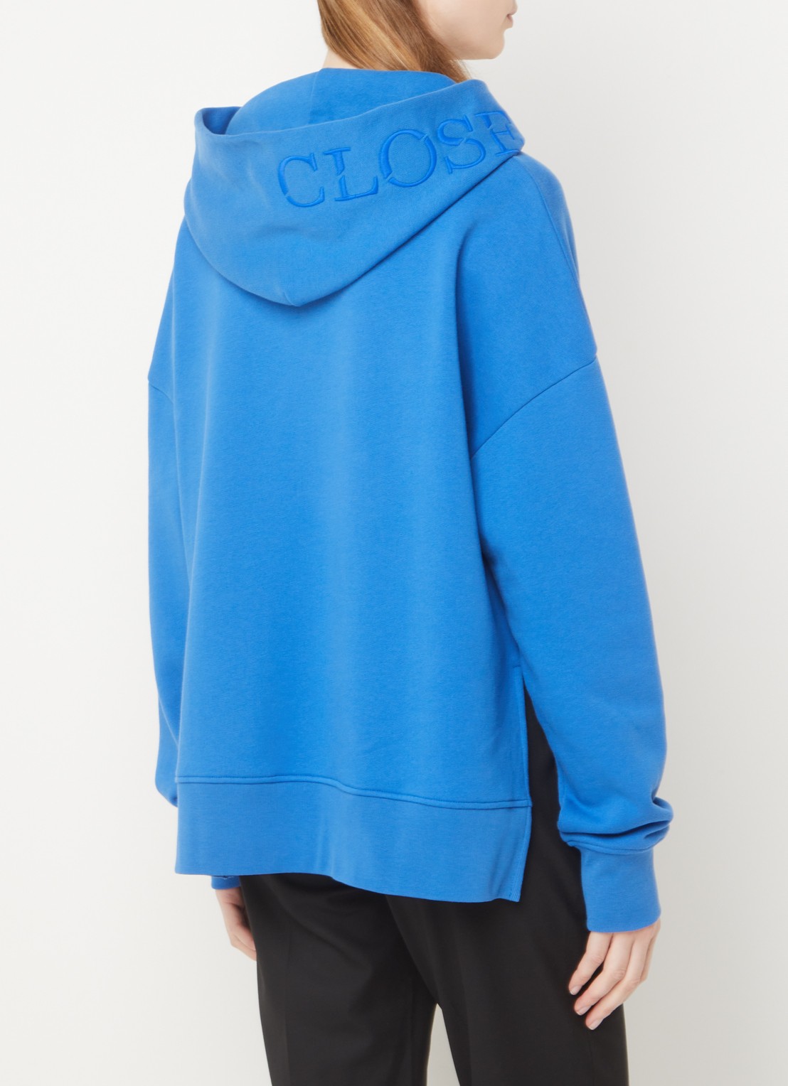CLOSED Hoodie van  katoen met logoborduring - achterkant 3 blauw