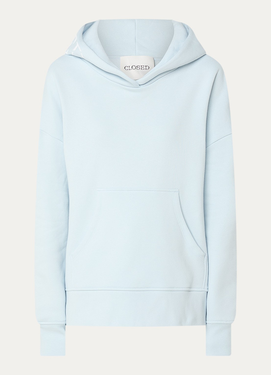 CLOSED Hoodie van  katoen met logoborduring - voorkant 3 lichtblauw