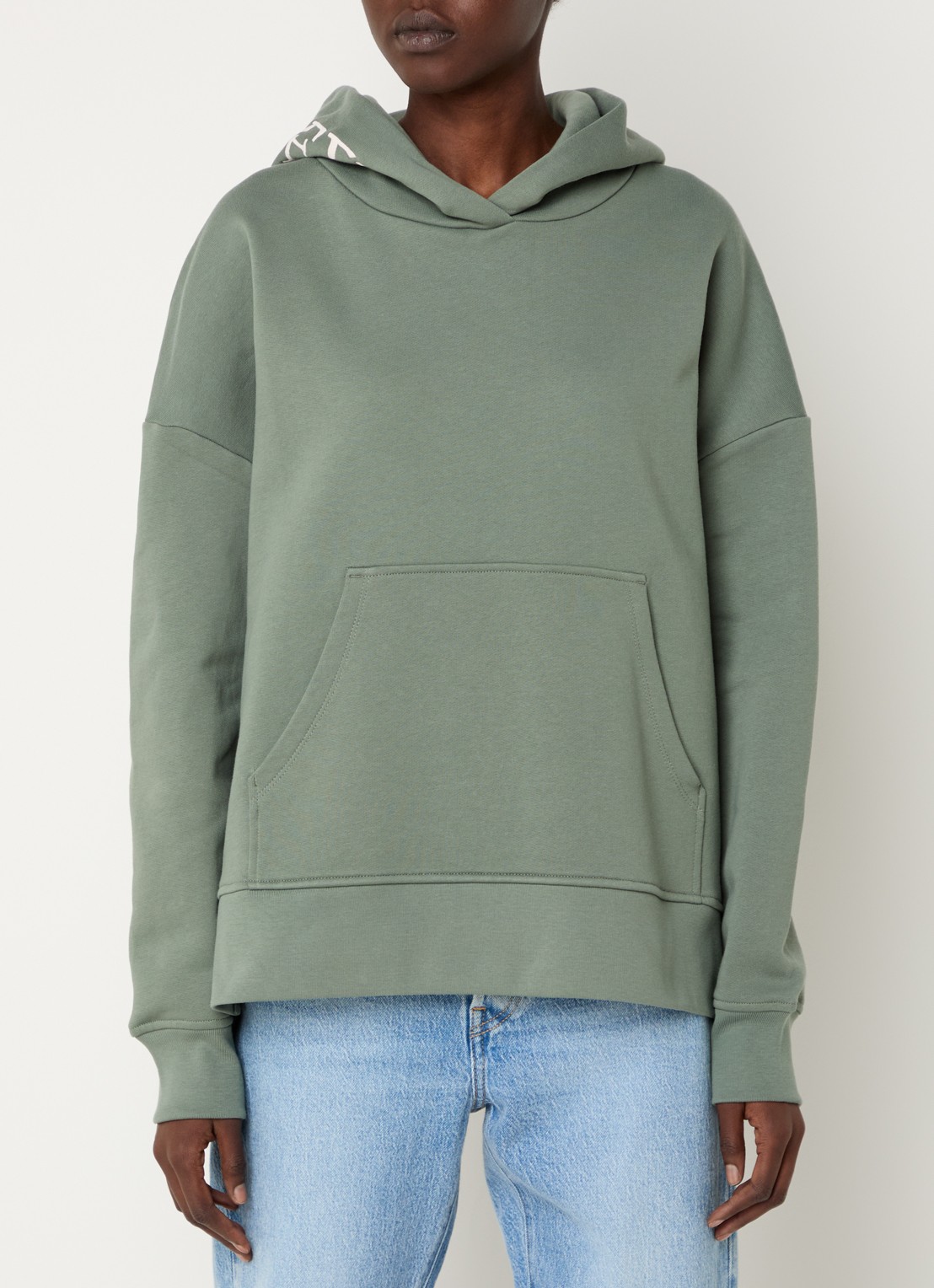 CLOSED Hoodie van  katoen met logoborduring - detail 4 olijfgroen