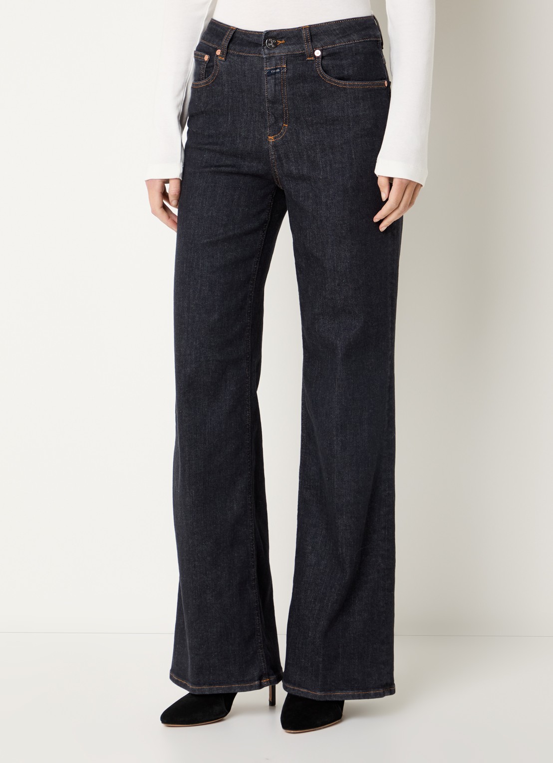 CLOSED Janna high waist flared jeans met donkere wassing - detail indigo