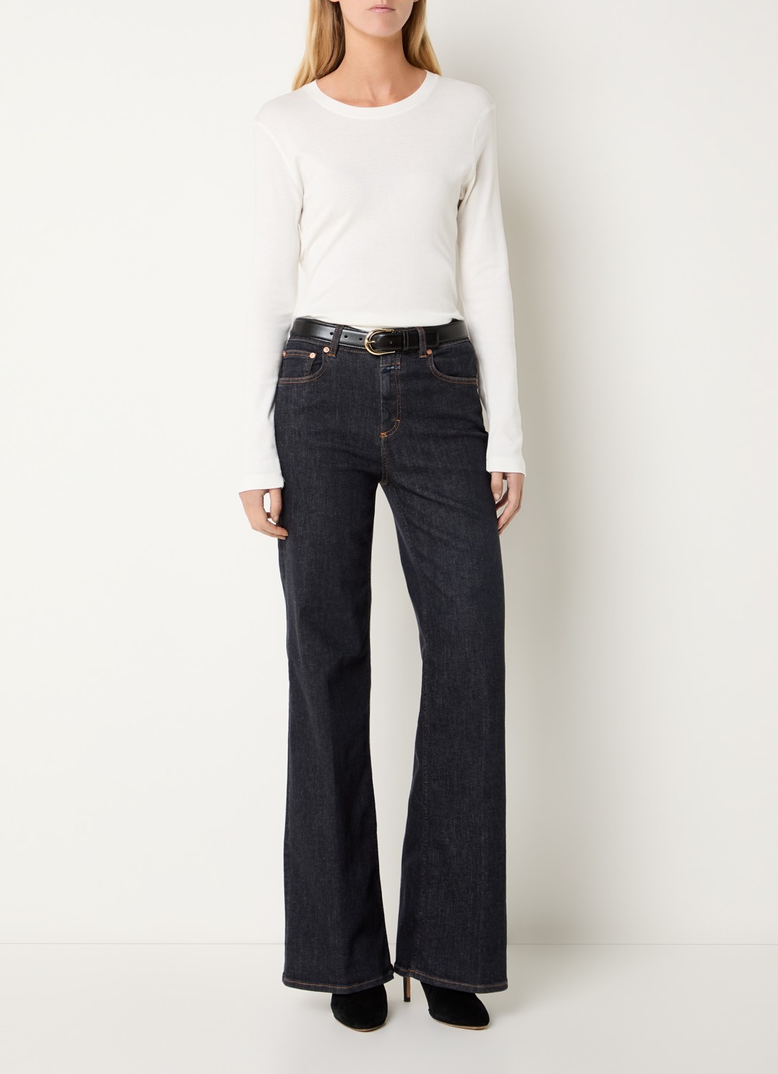 CLOSED Janna high waist flared jeans met donkere wassing - voorkant 5 indigo