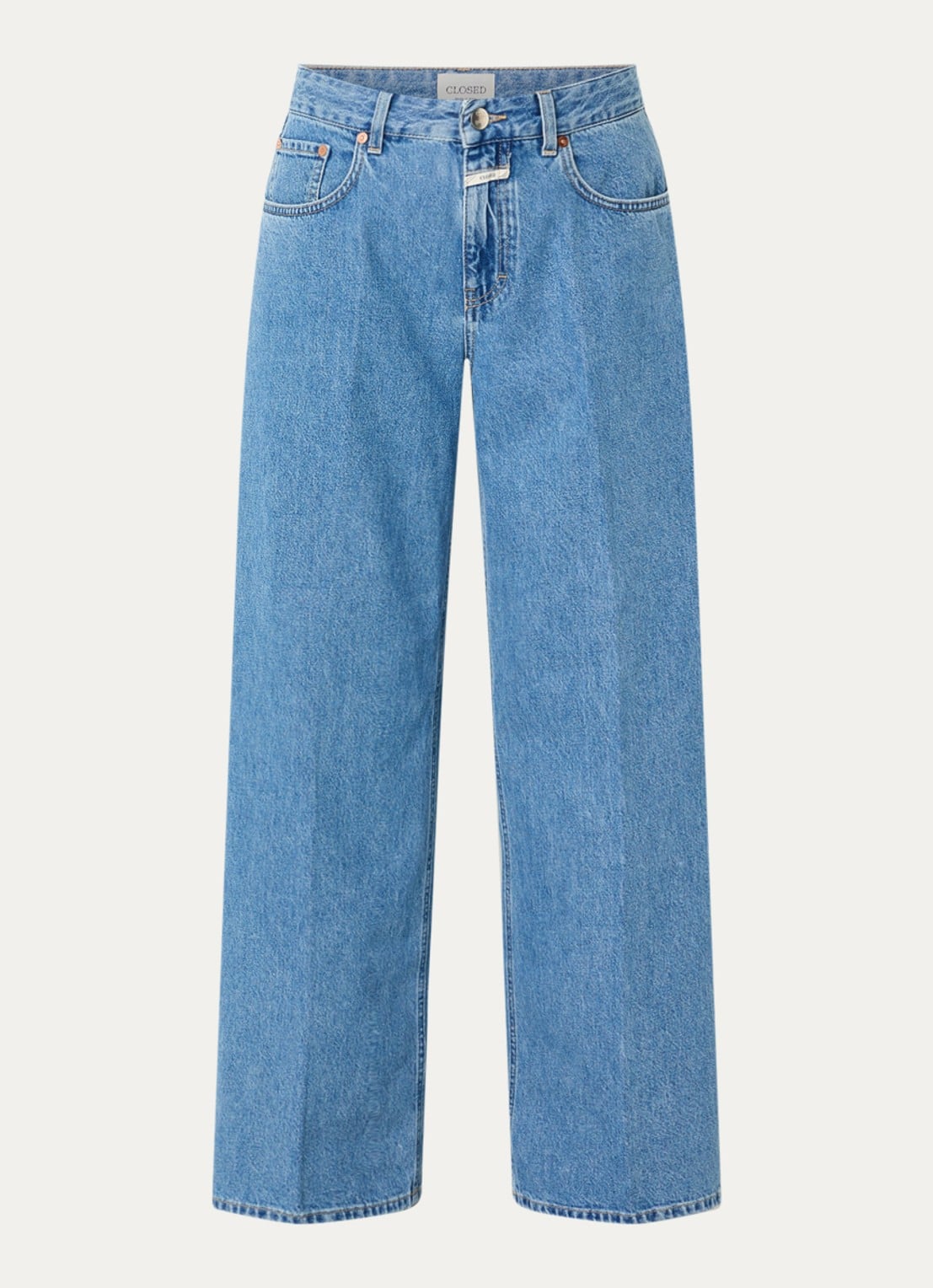 CLOSED Jayla cropped low waist wide fit jeans met medium wassing - voorkant jeans