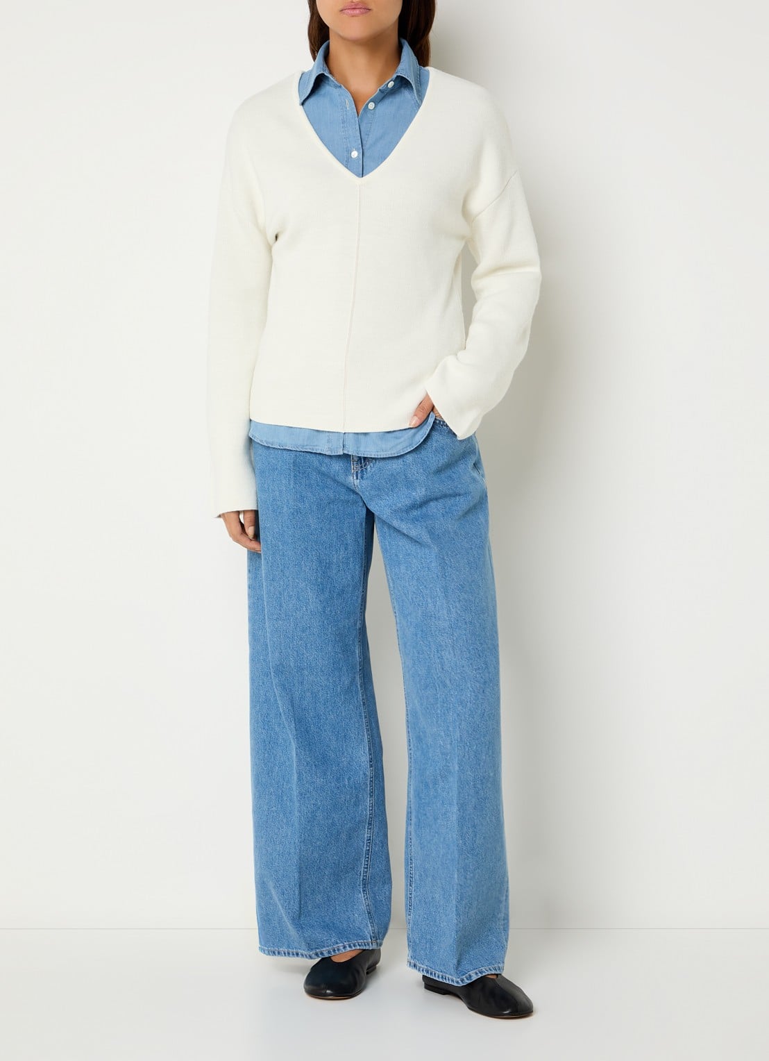 CLOSED Jayla cropped low waist wide fit jeans met medium wassing - voorkant 2 jeans