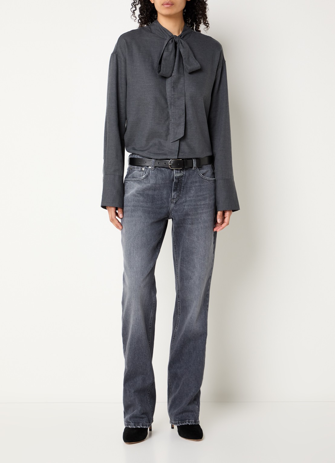 CLOSED Jora high waist slim fit jeans met donkere wassing - voorkant 4 antraciet