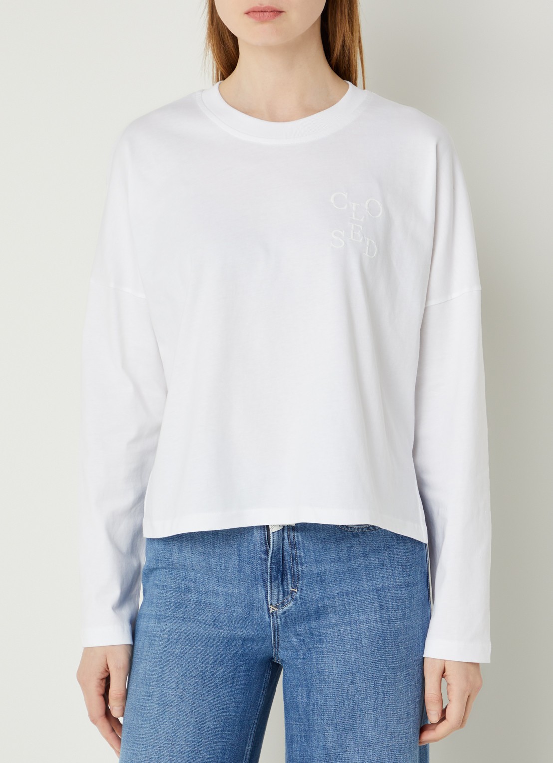 CLOSED Longsleeve met logo - detail 4 wit