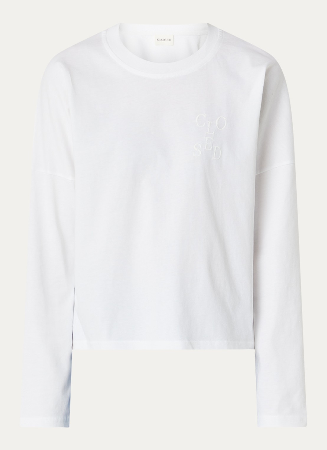 CLOSED Longsleeve met logo - voorkant 2 wit
