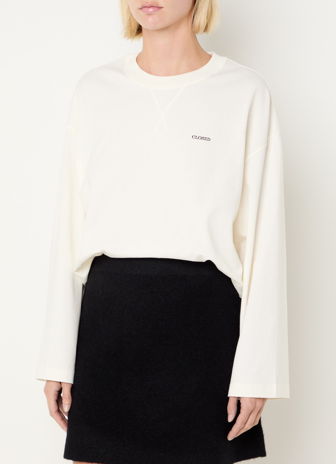 CLOSED Longsleeve met logo  - detail creme
