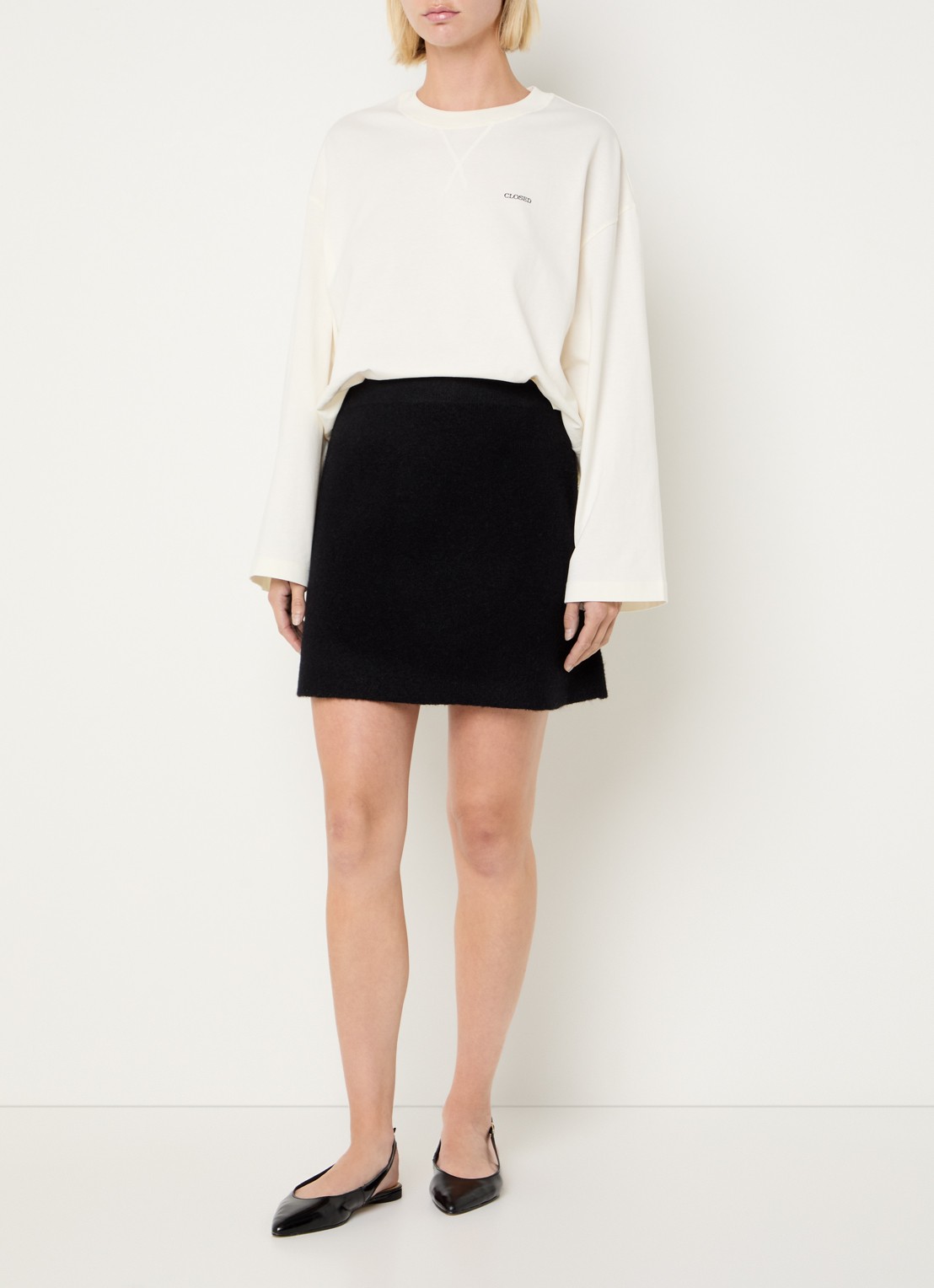 CLOSED Longsleeve met logo  - voorkant 3 creme