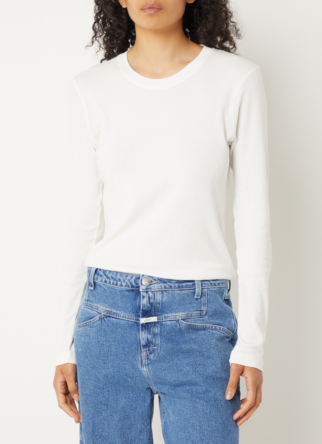 CLOSED Longsleeve met ronde hals - detail gebroken wit