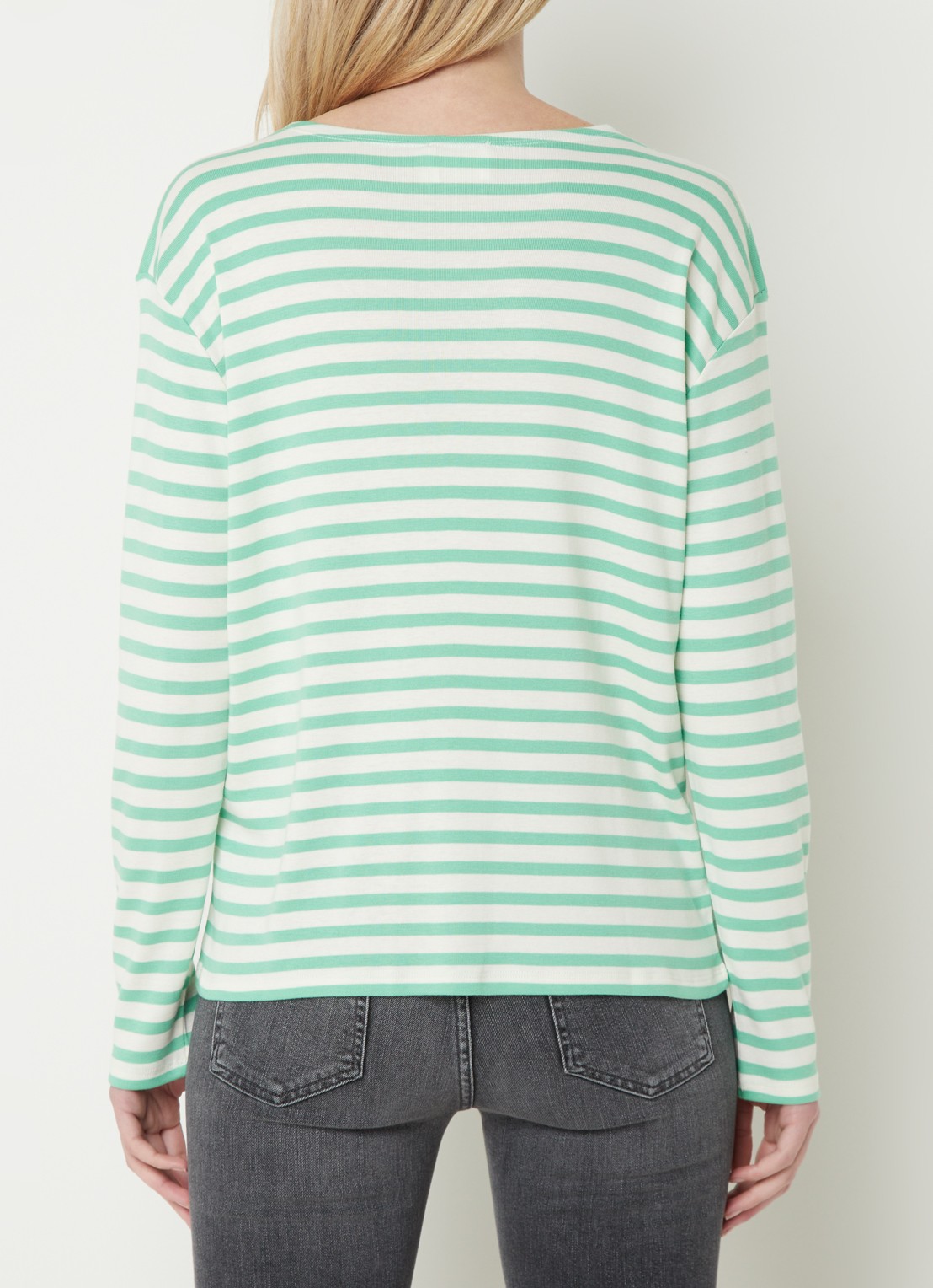 CLOSED Longsleeve met streepprint  - achterkant 6 groen