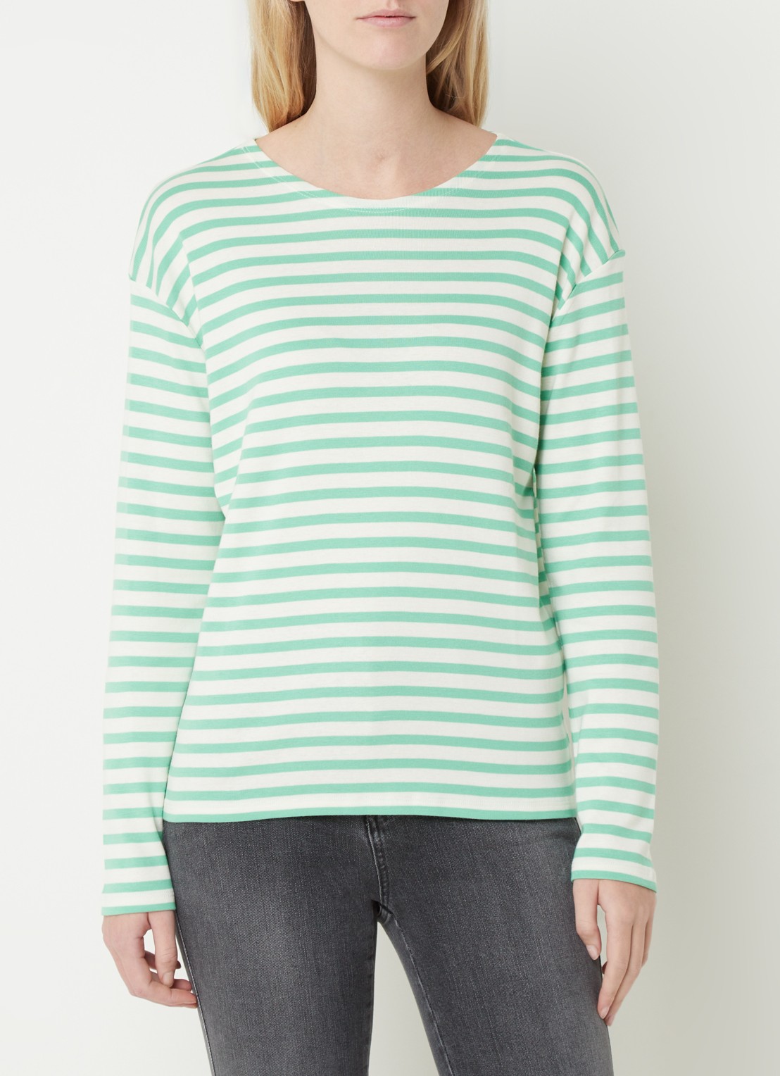 CLOSED Longsleeve met streepprint  - detail 4 groen
