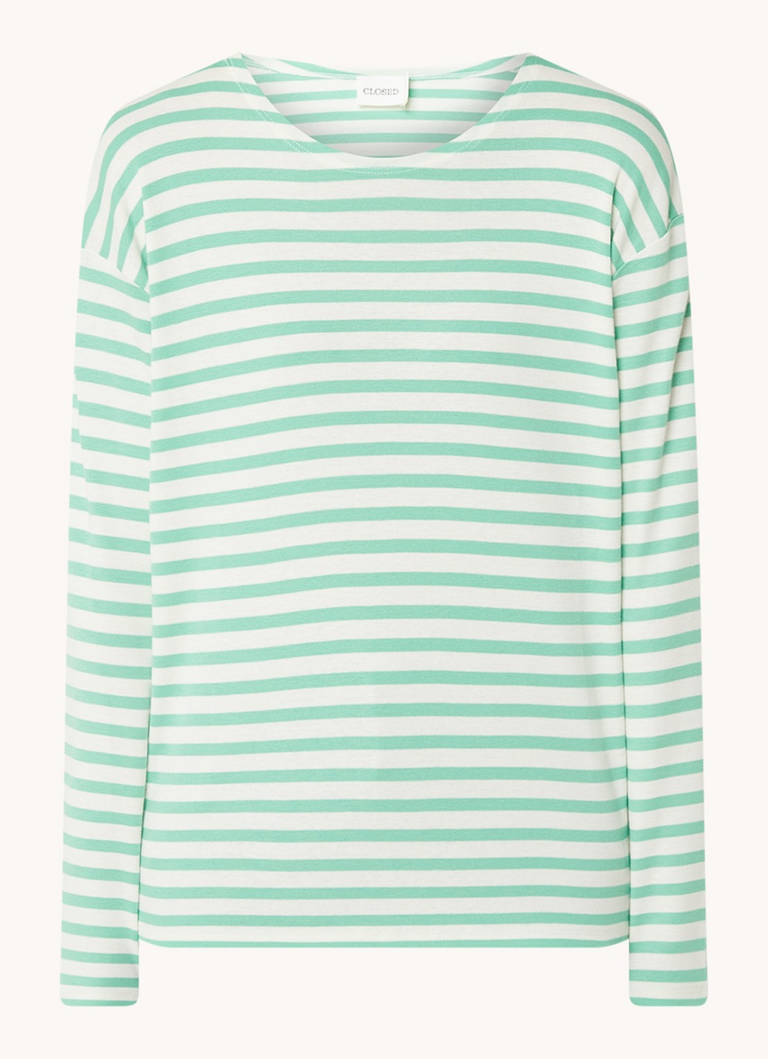 CLOSED Longsleeve met streepprint  - voorkant 3 groen