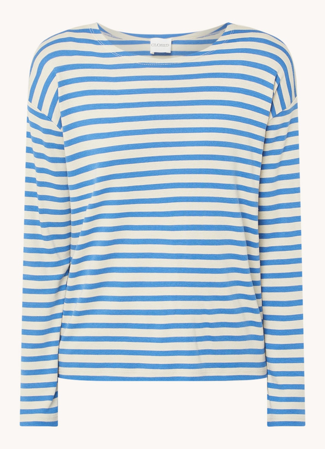 CLOSED Longsleeve met streepprint  - voorkant blauw